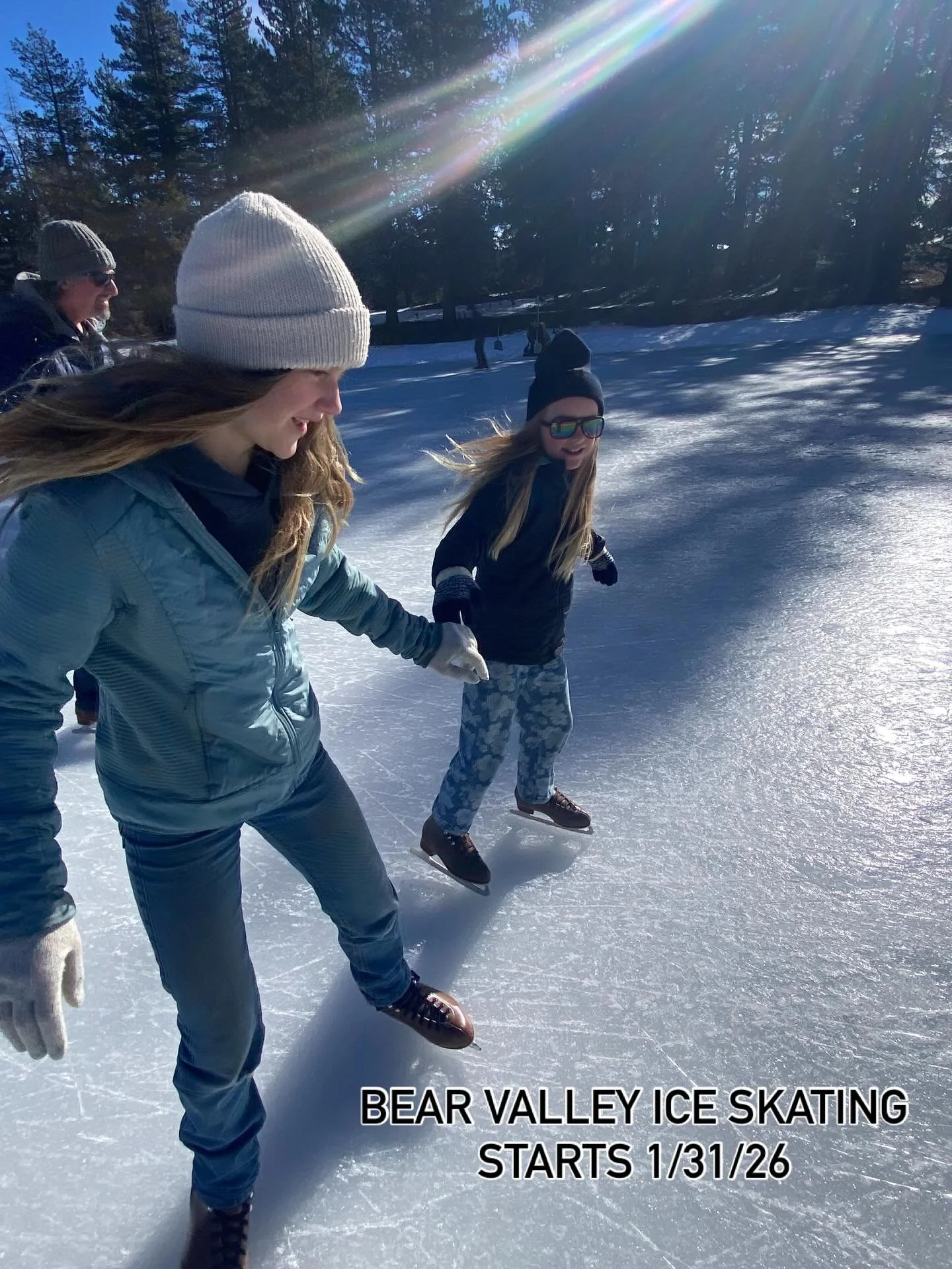 Ice skating starts in Bear Valley this Saturday, Jan. 31st.  See our profile for link &amp; details.