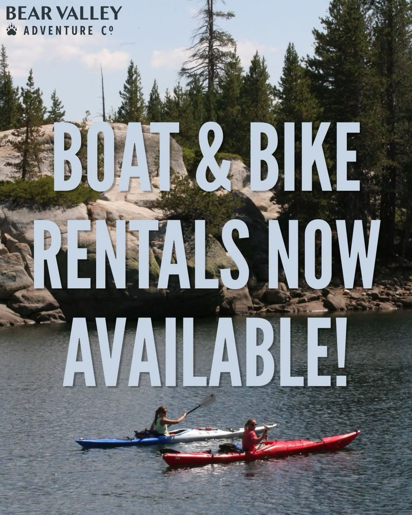 Let us cure your cabin fever and help plan your next summer adventure. Boat and bike rentals are now available! Reserve online through the link in our bio, give us a call, or book in person. Your adventure is our inspiration! #bearvalley #sierranevad