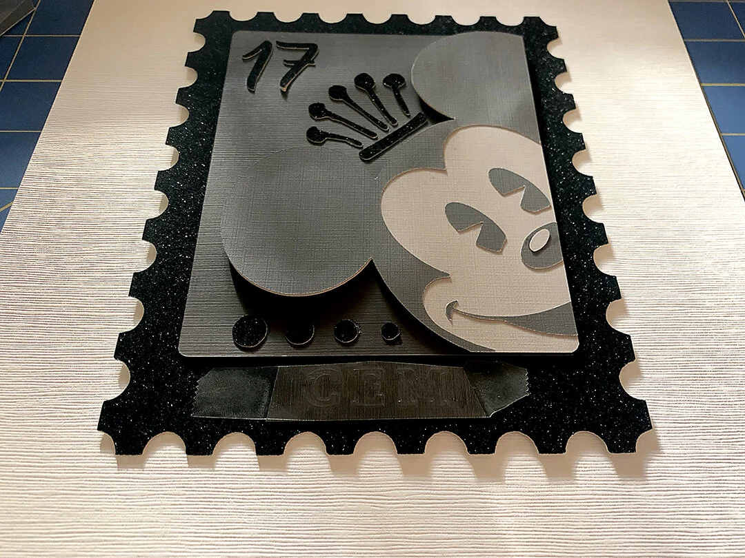 Close up before framing; tape holding initials not fully placed yet — later decided to not include.