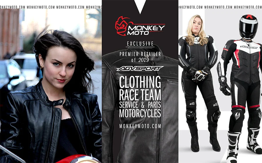 MonkeyMoto/AGVSPORT Ad published in Road Racing World Magazine that ran for 6 months above the fold on right page.