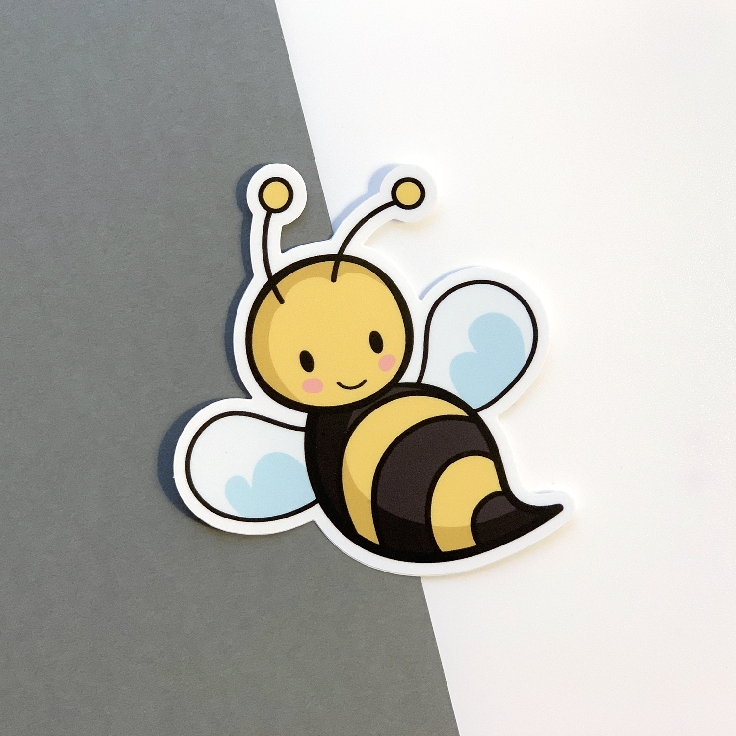 happy bee sticker - matte — rose & roo enamel pins and stickers
