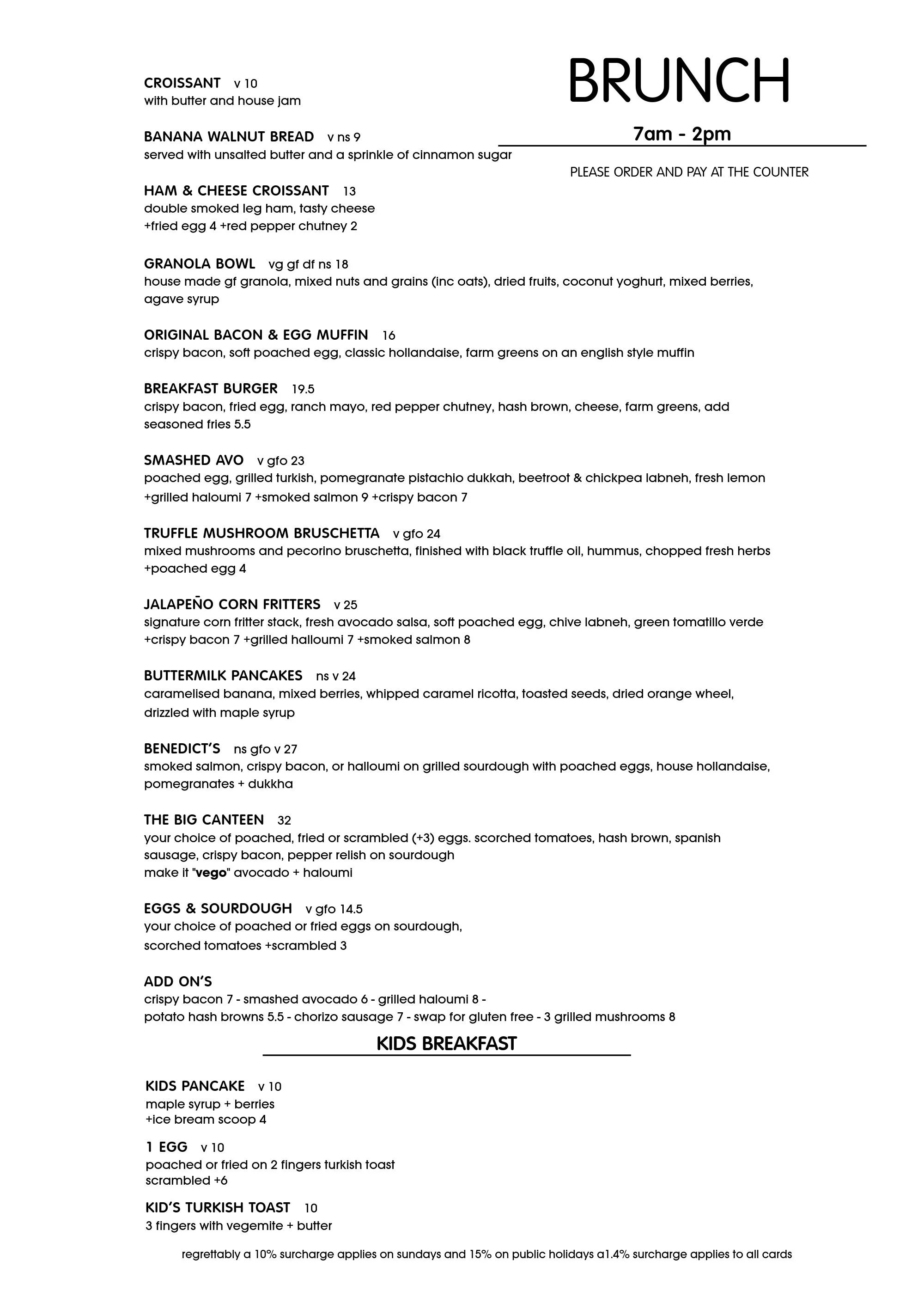 Menu — Canteen Café Noosa