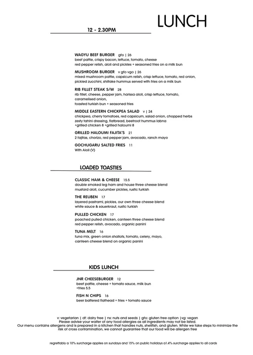 Menu — Canteen Café Noosa
