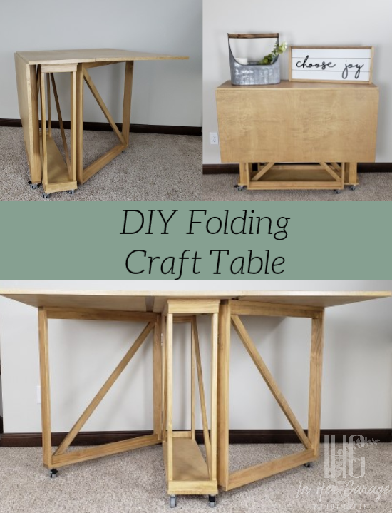 Diy Folding Craft And Sewing Table In Her Garage - Diy Fold Down Craft Table Diy Folding Craft And Sewing Table In Her Garage - Diy Fold Down Craft Table
