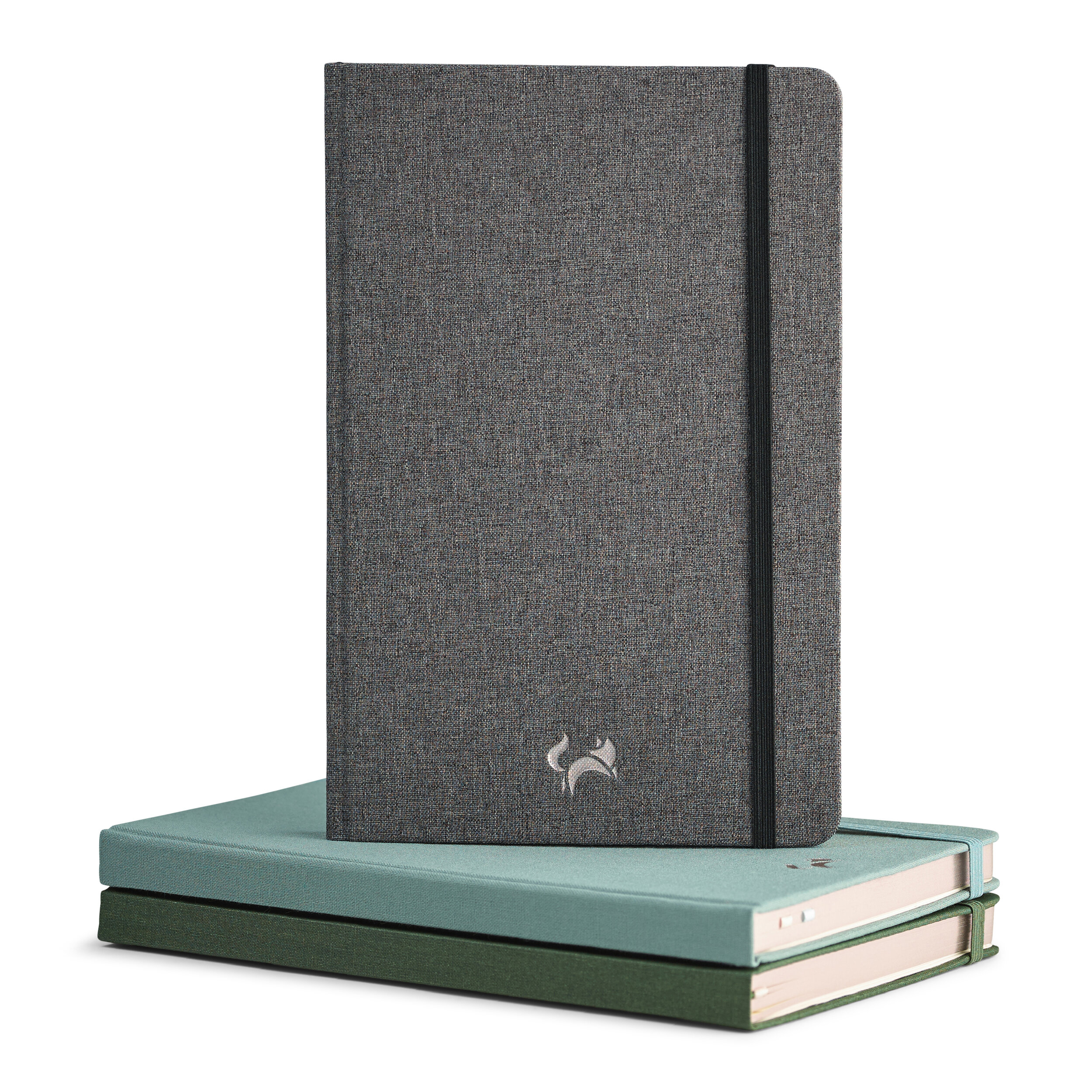 Inner Pocket Medium 5.6 x 8.4 inches 100gsm Quality Paper Olive Green Numbered Pages Unique Leatherette Jumping Fox Design Premium A5 Hardcover Lined Notebook Journal 