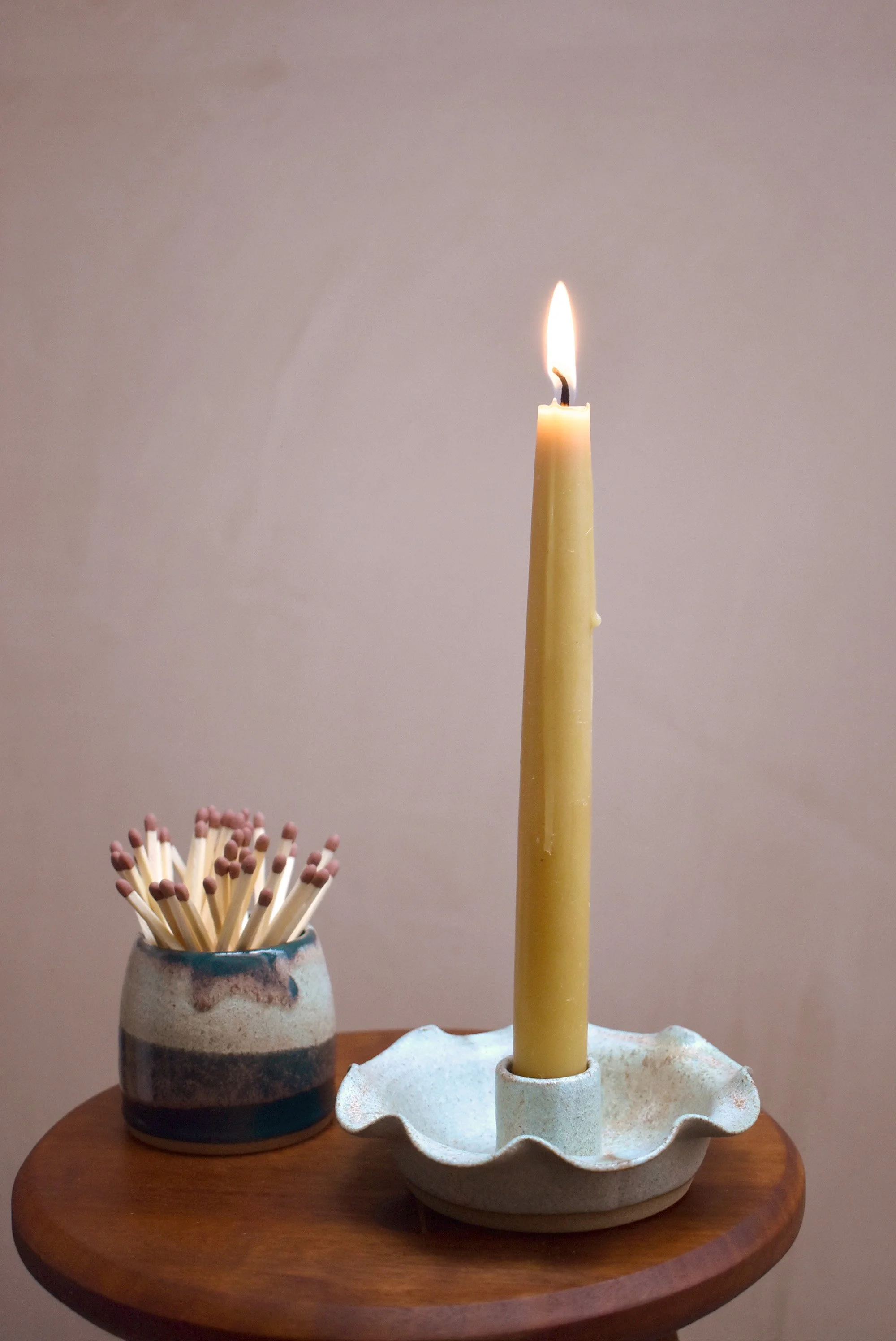 Frilly Cyan Candleholder