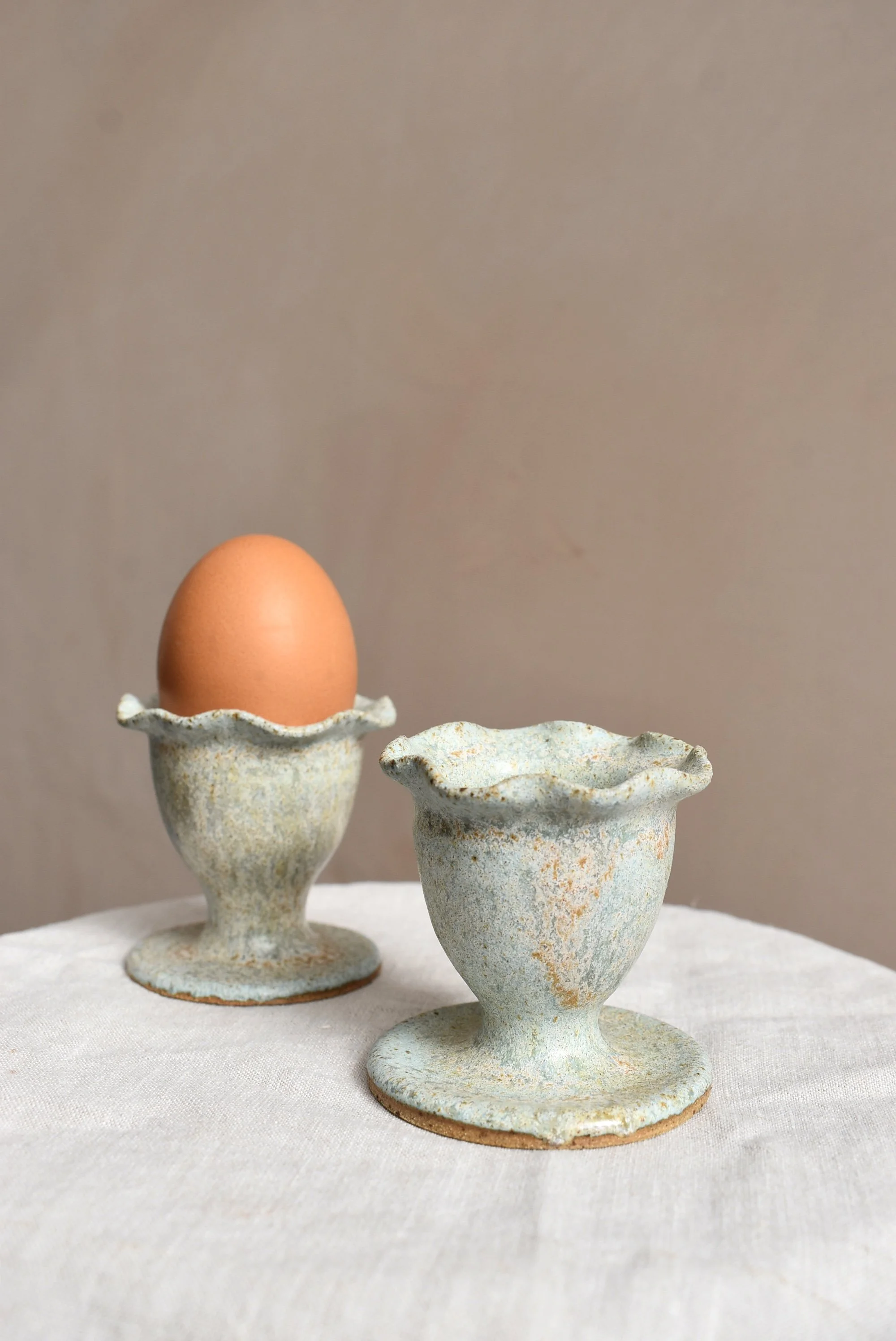 Pair of Egg Cups in Cyan