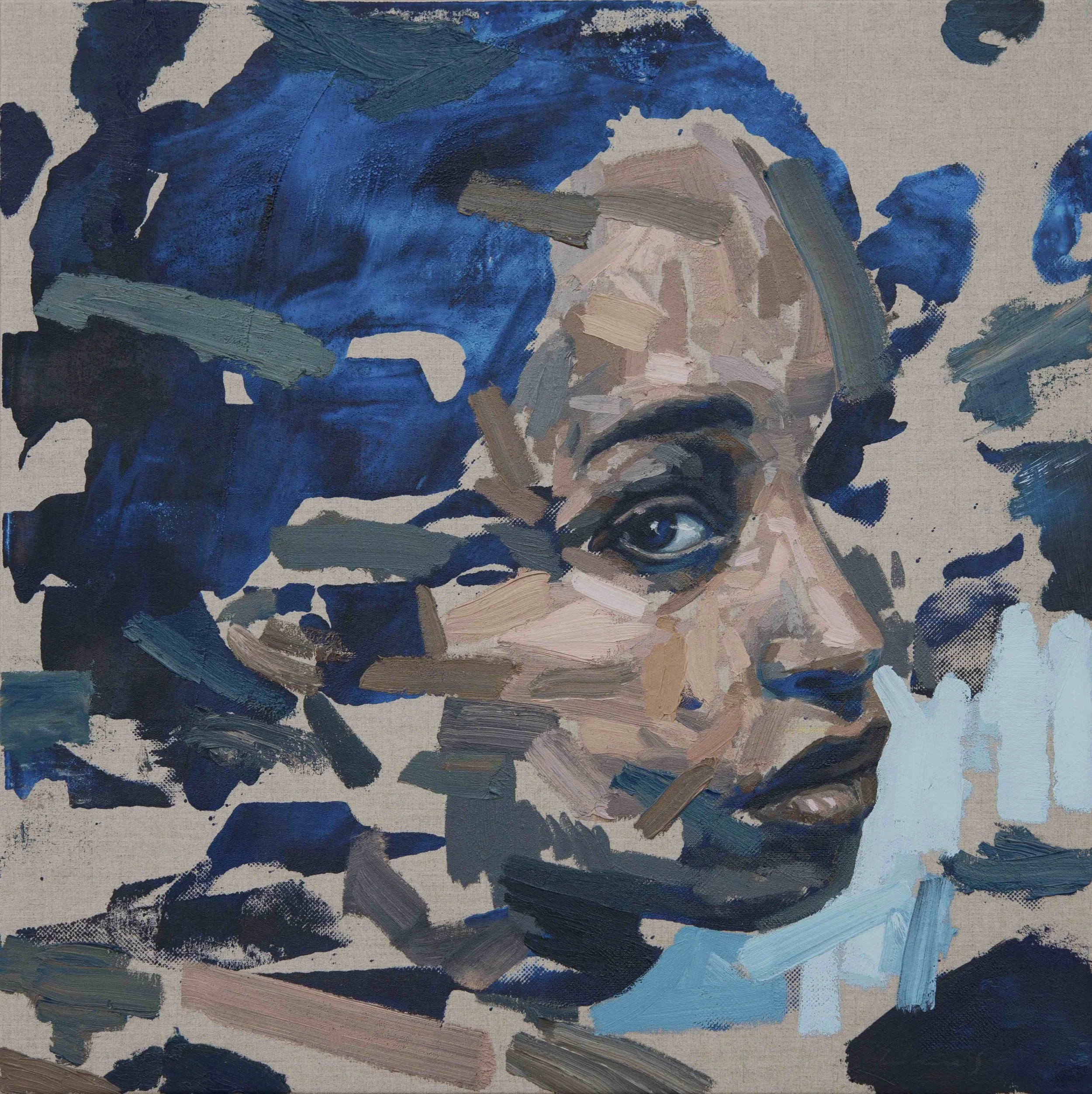 Emerging Facets, 2019, Oil & Silkscreen on Linen, 60x60cm
