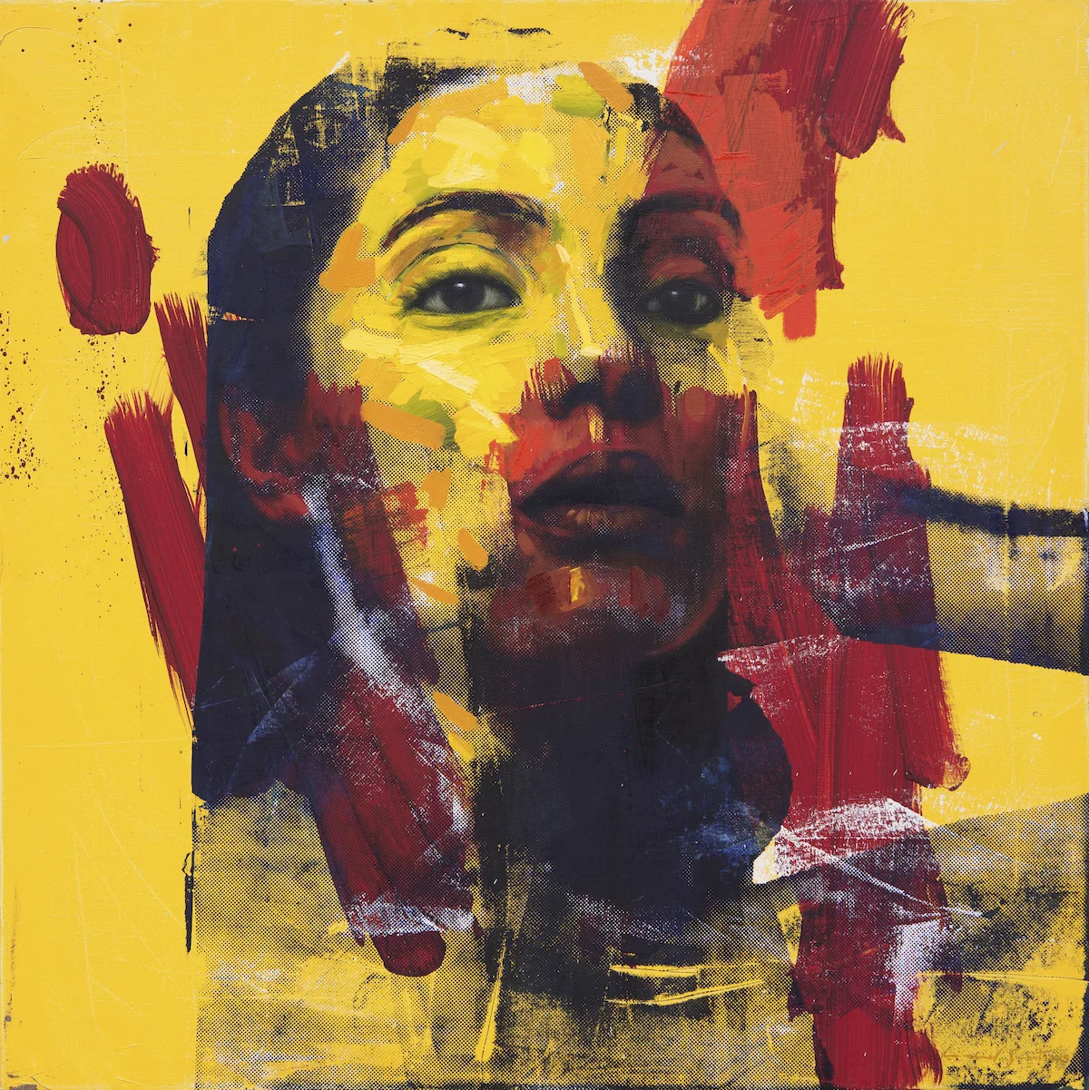 Insurgency, 2019, Oil & Silkscreen on Linen, 90x90cm
