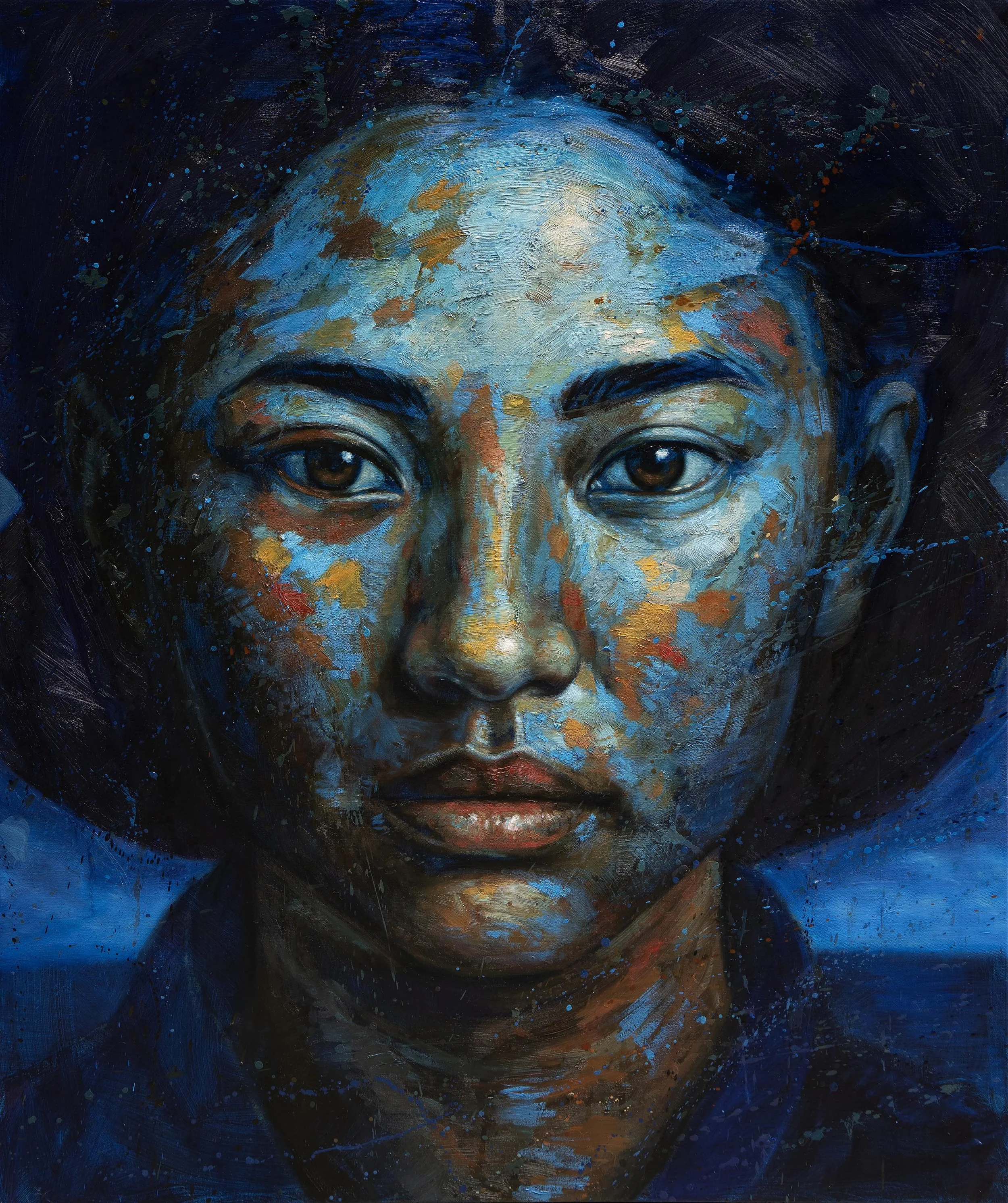 Blue Girl, 2025, oil on linen, 120x100cm / 47.2 x 39.4in