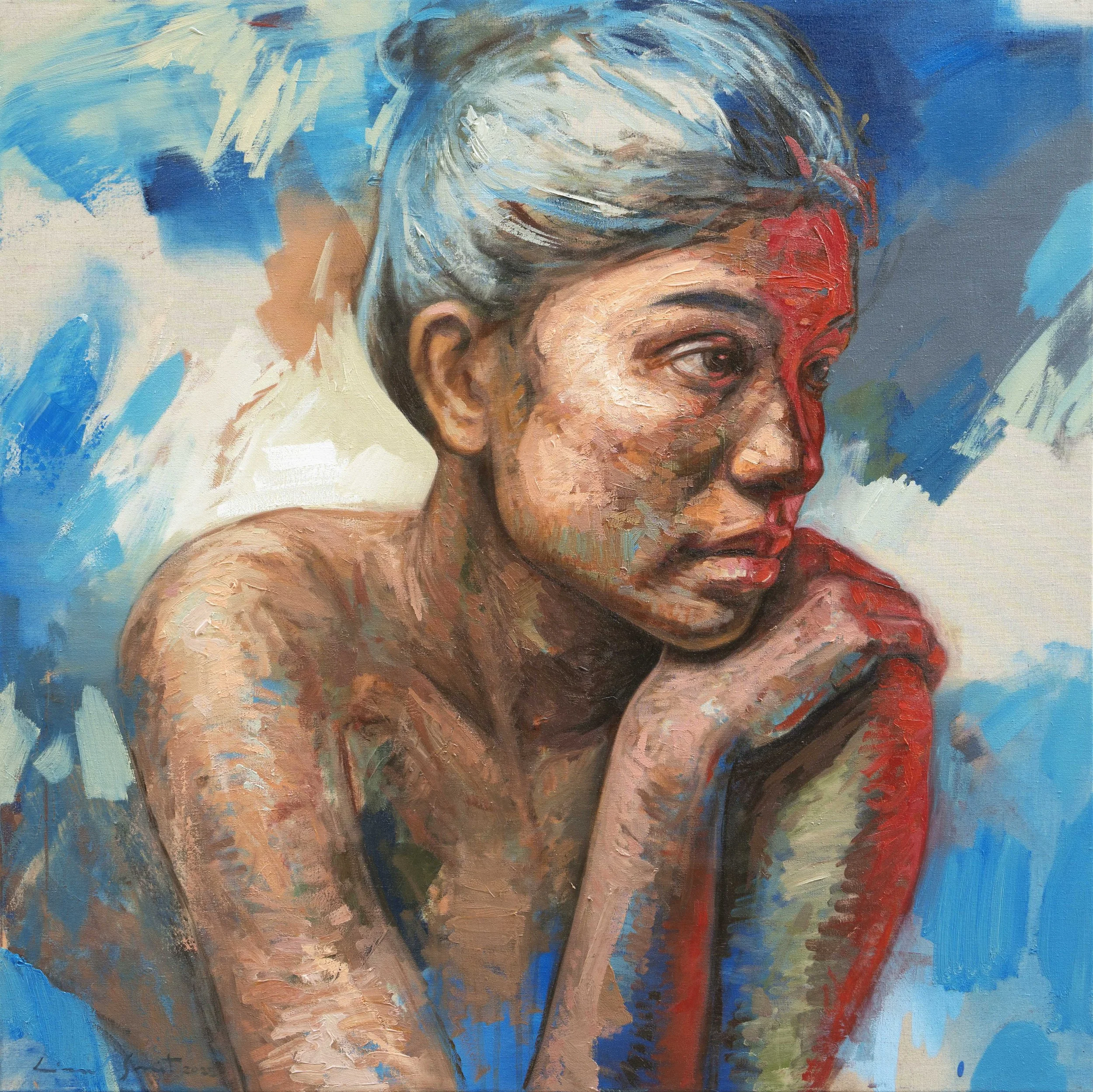 Still Hold, 2025, oil on linen, 100x100cm / 39.4 x 39.4in