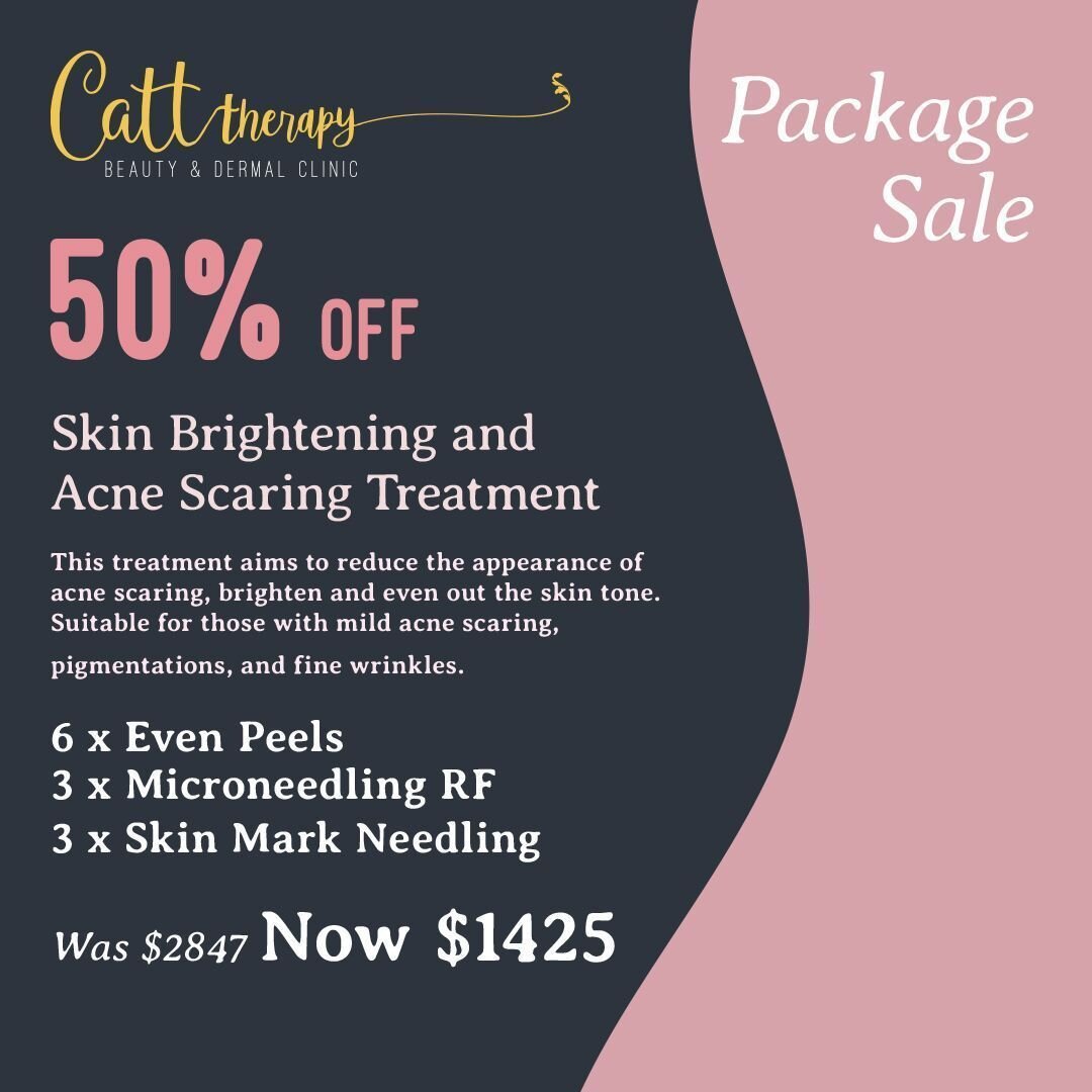 Save 50% with this package for skin brightening and acne scarring. 🌟

This treatment aims to reduce the appearance of acne scarring, brighten and even out the skin tone.

Best suited for those with mild acne scarring, pigmentations, and fine wrinkle