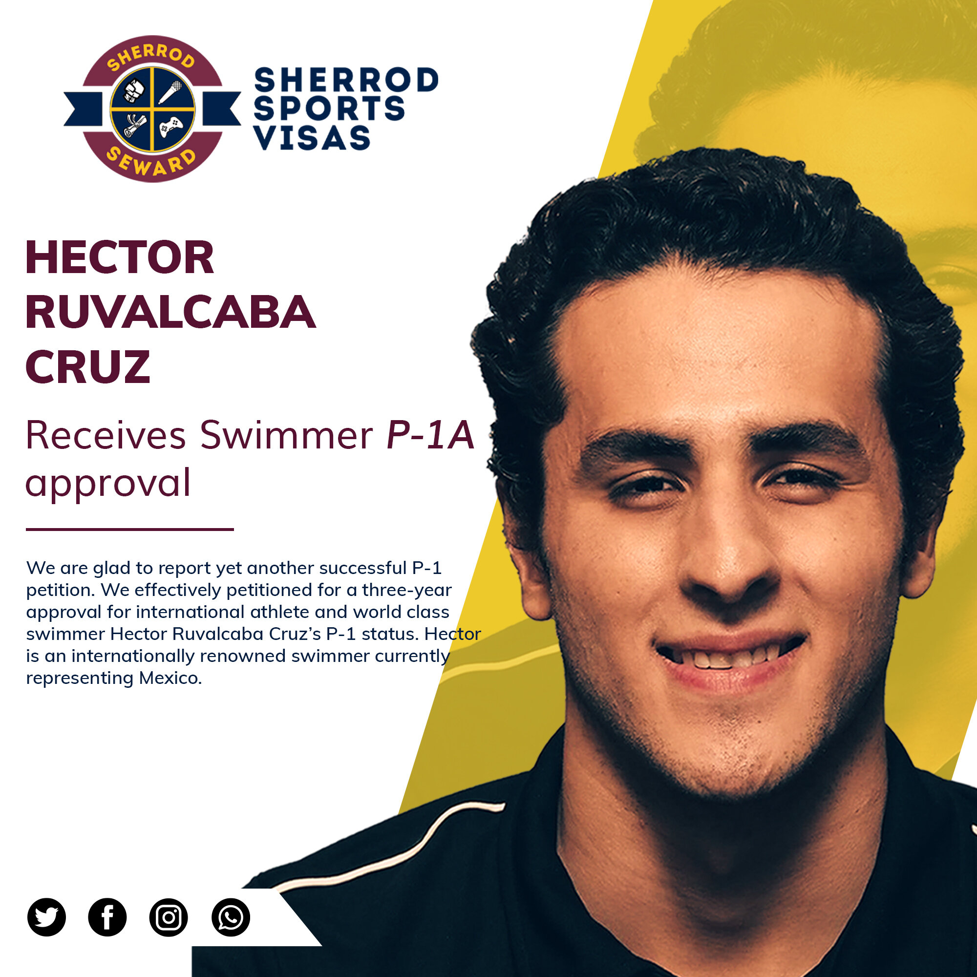 World Class Swimmer Hector Ruvalcaba Cruz obtains a P-1 Visa