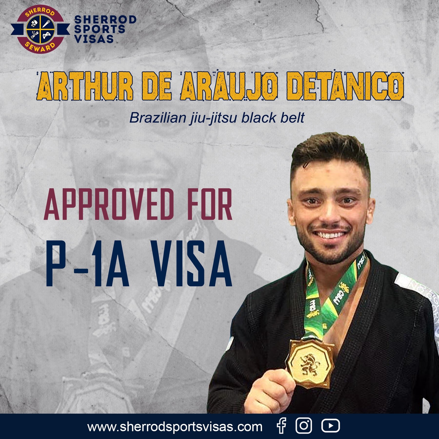 P-1A visa granted to Brazilian Jiu-jitsu black belter Arthur Detanico