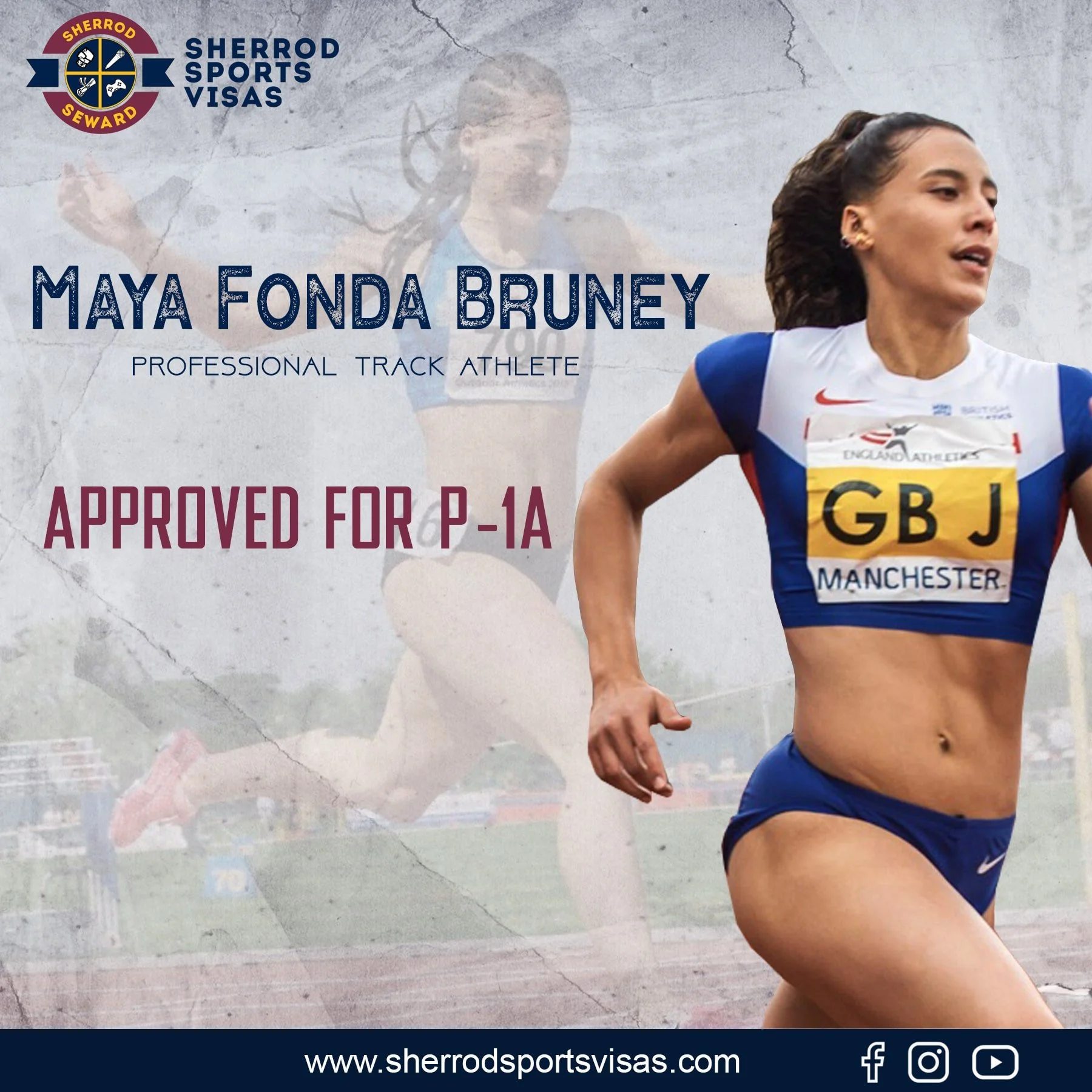 Professional Track Athlete Maya Bruney Got Approved of P-1 visa 