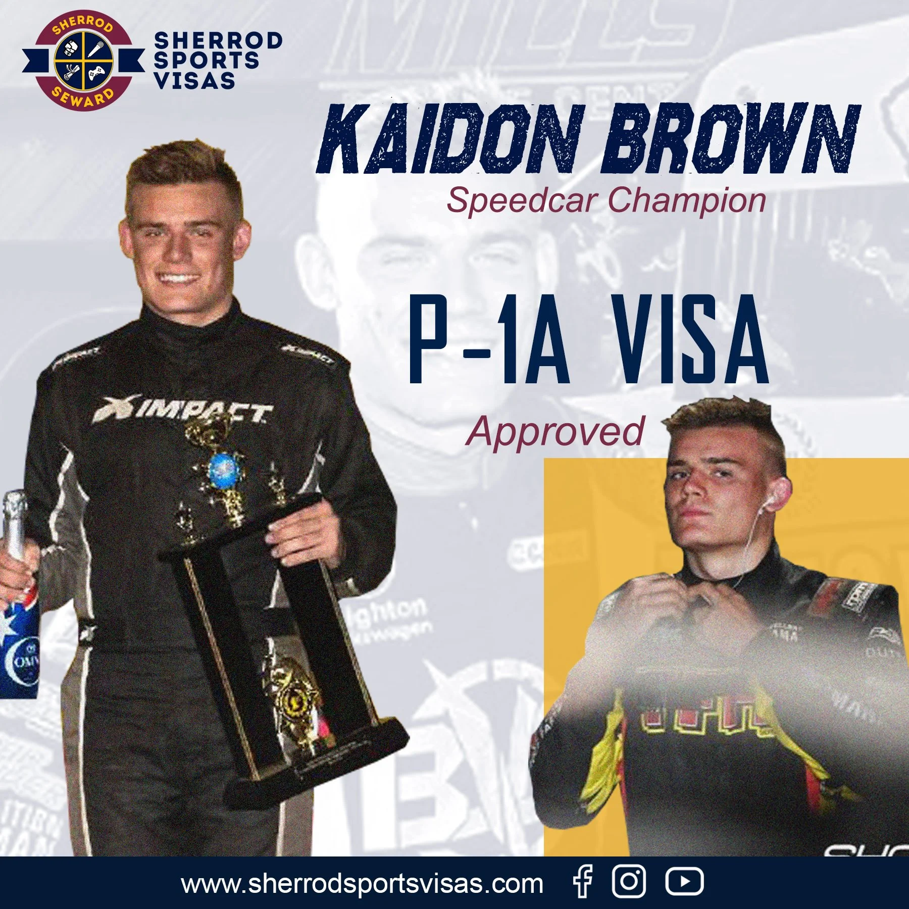 P-1A visa granted to Australian Speedcar Champion Kaidon Brown