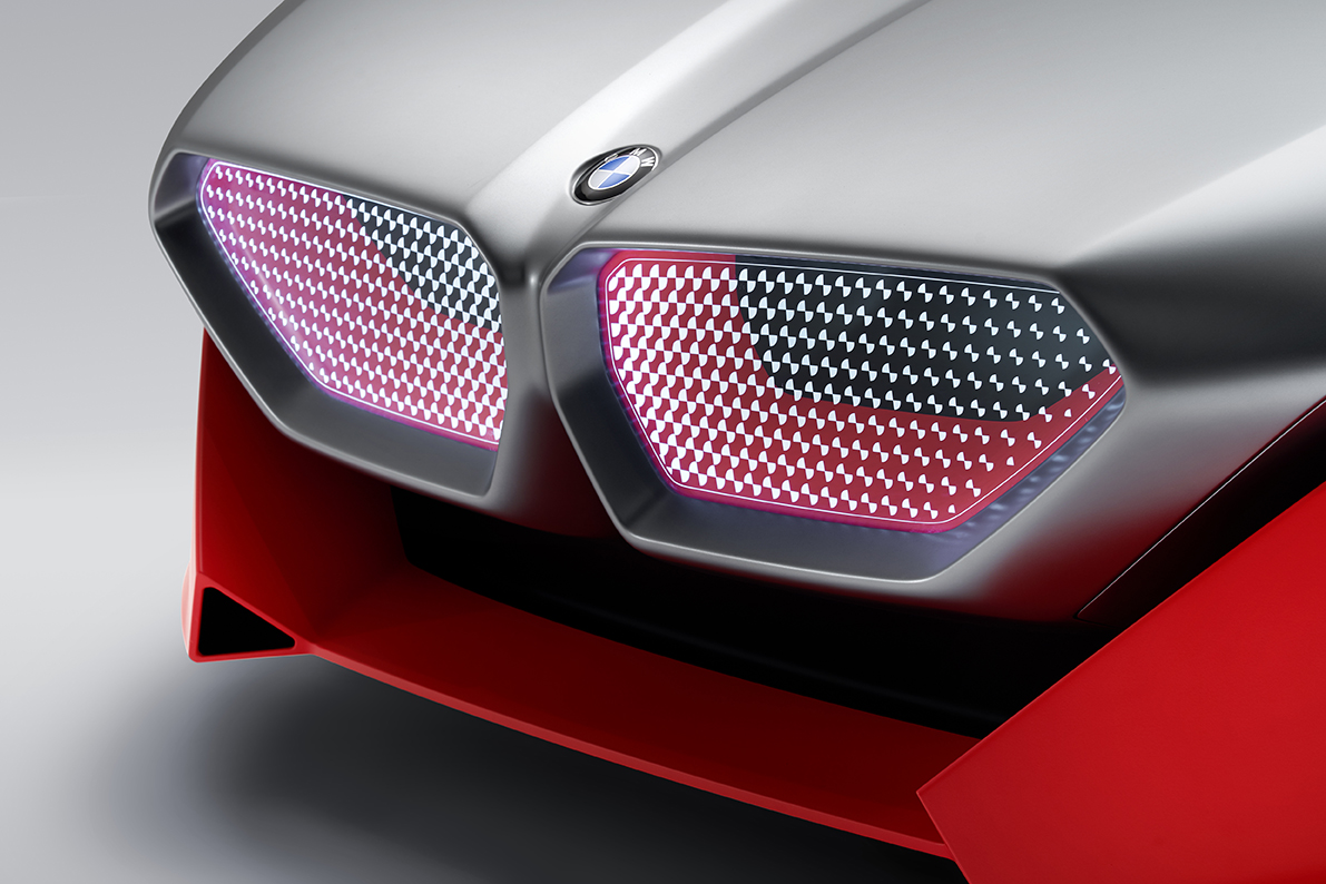 The front and kidney grille of the BMW Vision M Next