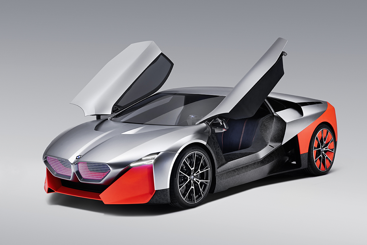 The exterior design and hinged doors of the BMW Vision M Next