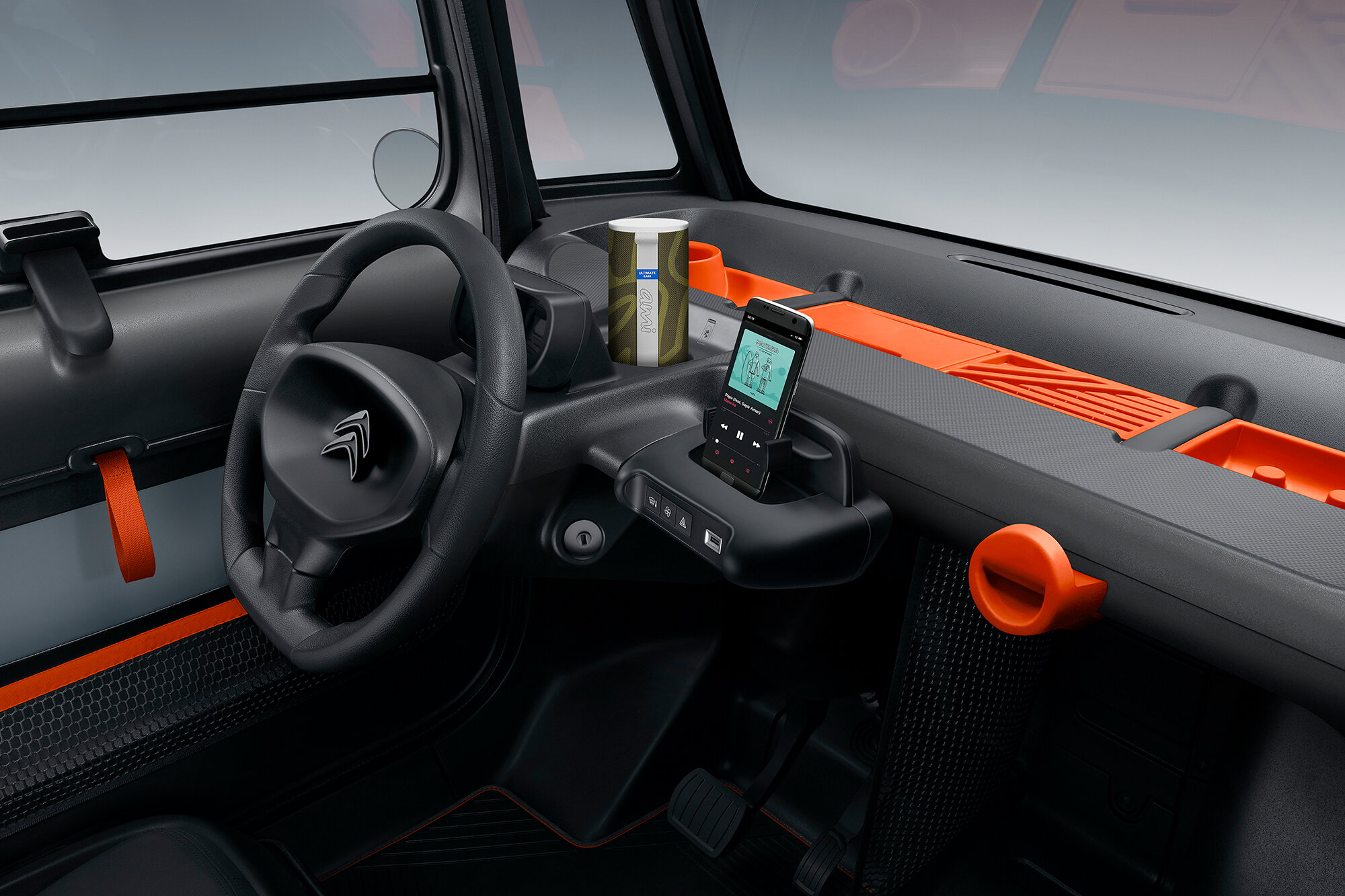 The interior of the all-electric Ami by Citroen