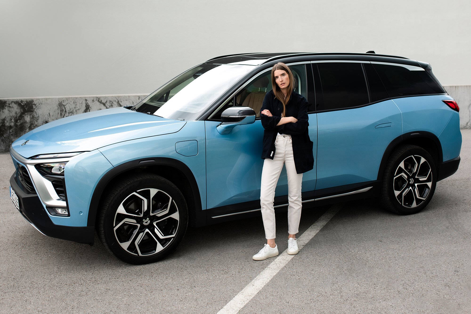 Founder Britta Reineke tests the NIO ES8