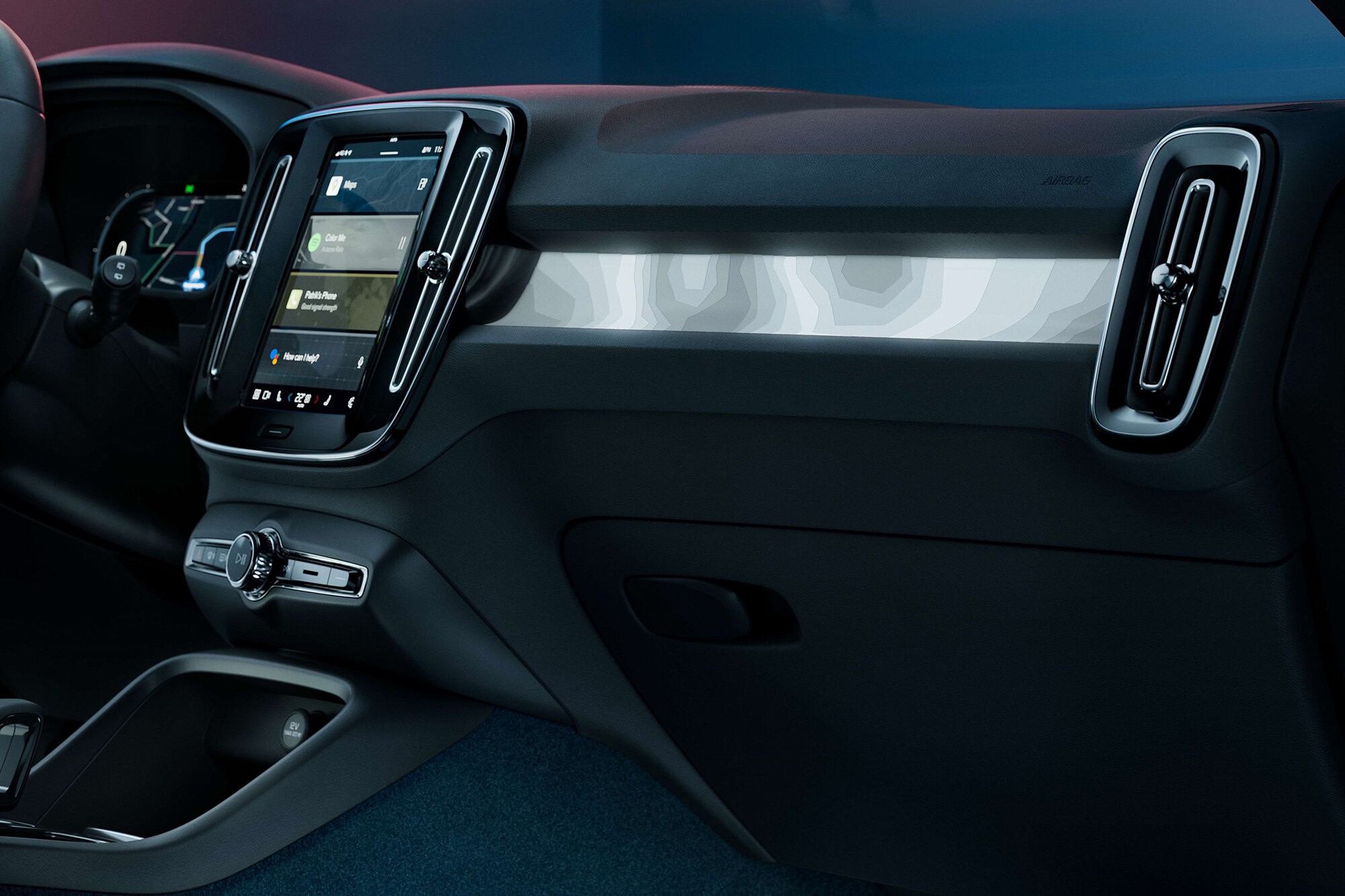The new Infotainment system of Volvos' new pure electric C40