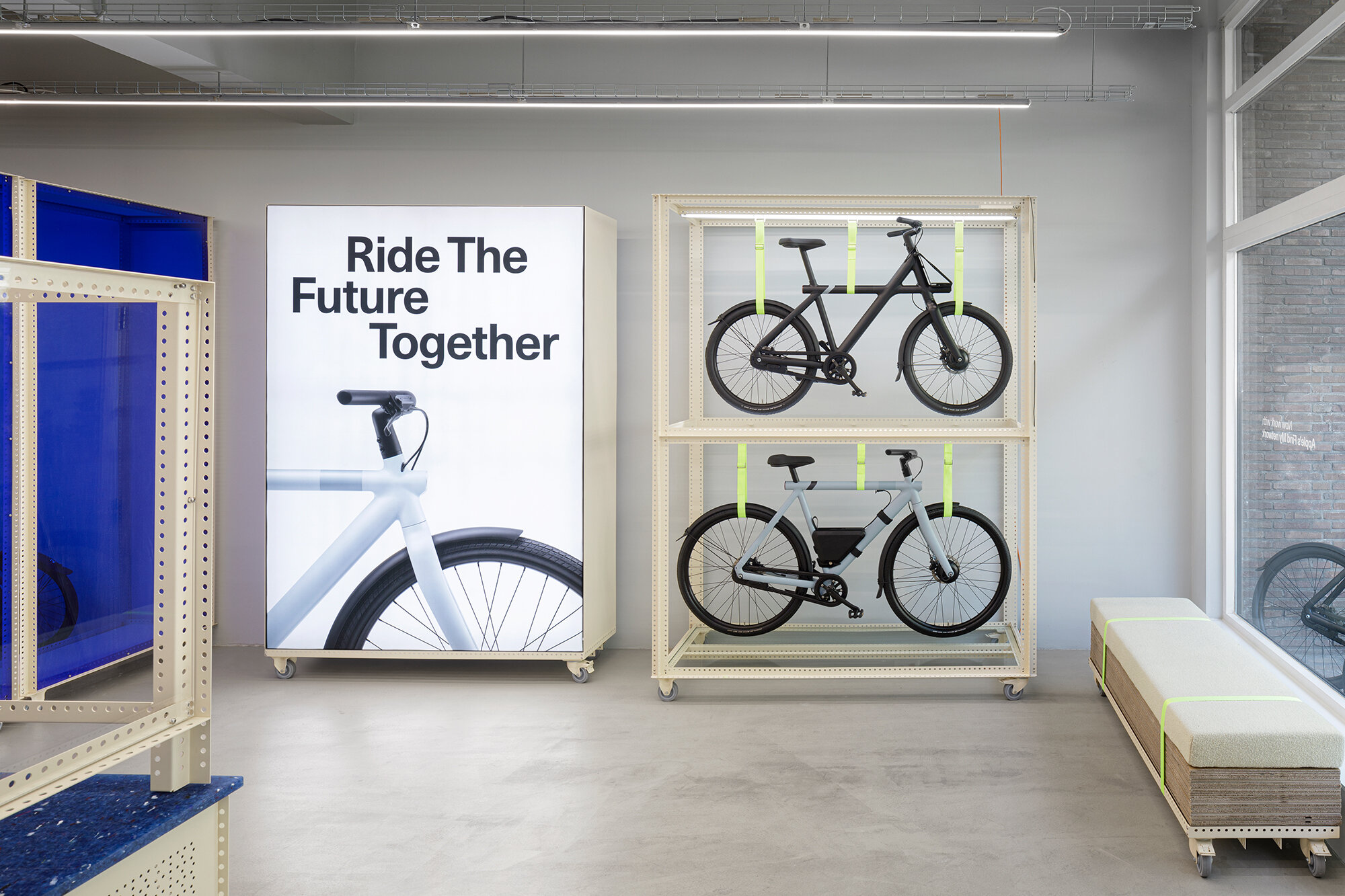 The interior design of VanMoof's store in Amsterdam