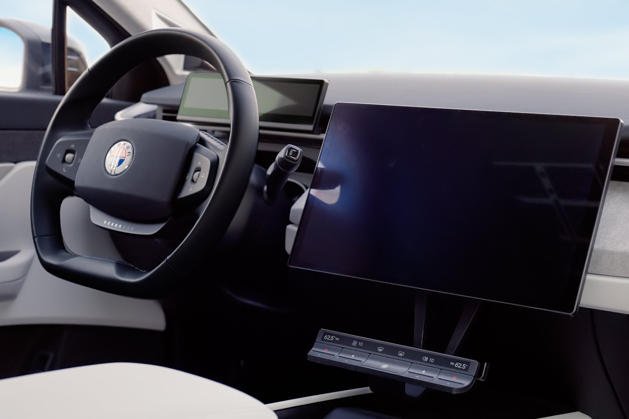 Clean, premium interior design of the all-electric Fisker Ocean