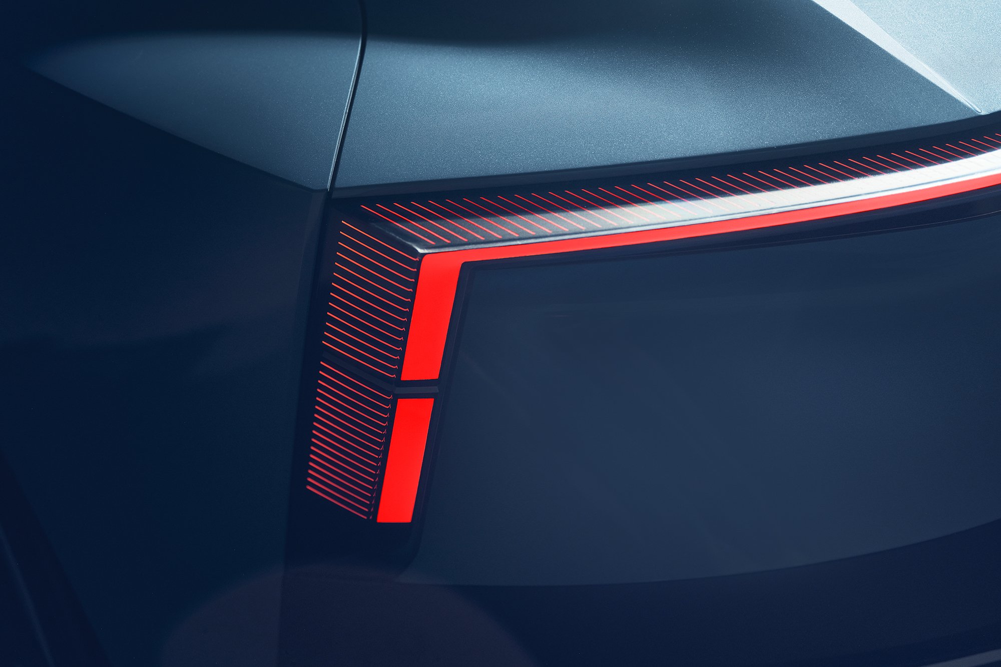 The rear lights of the electric roadster Polestar 02