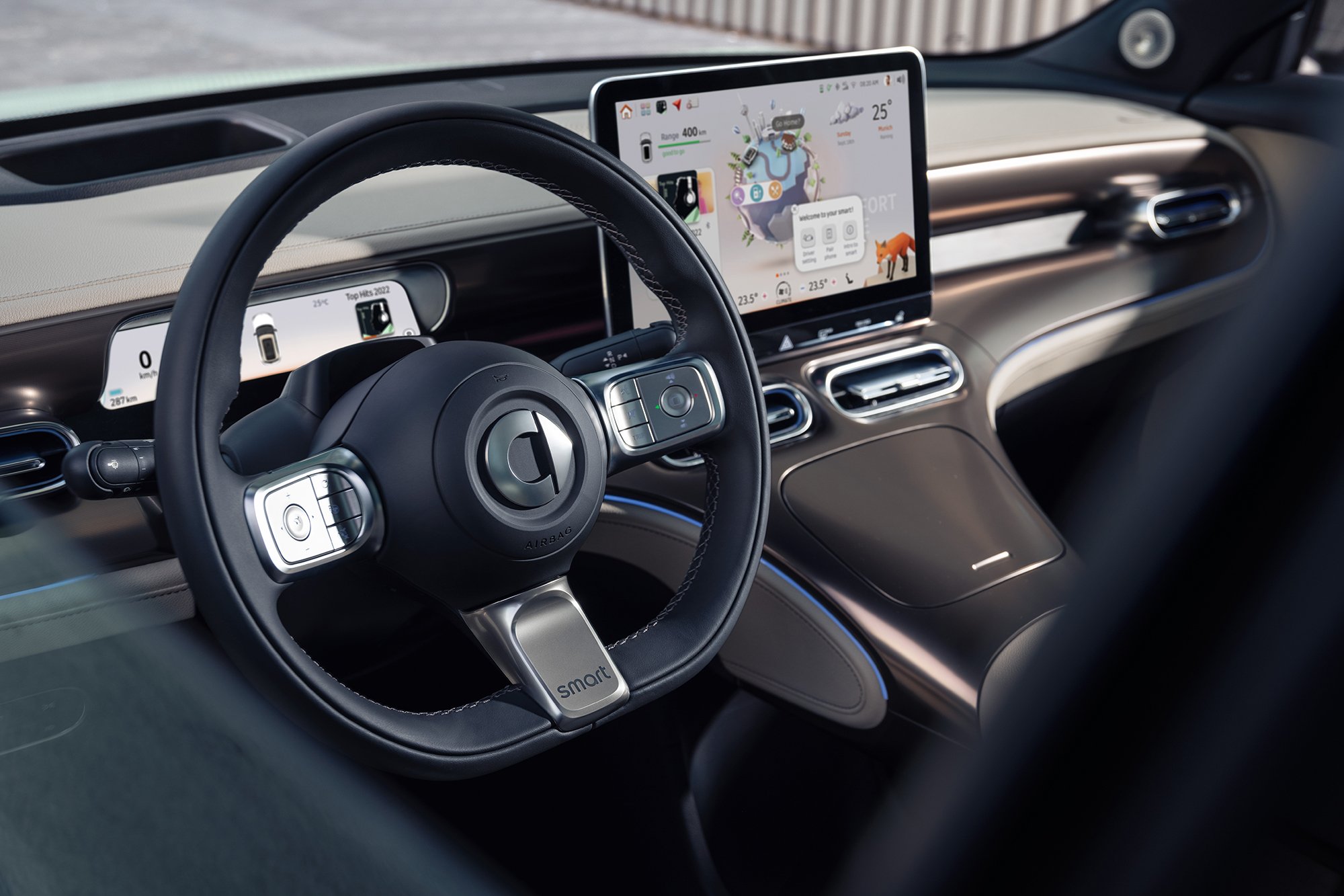 The interior design of the all-electric smart #1