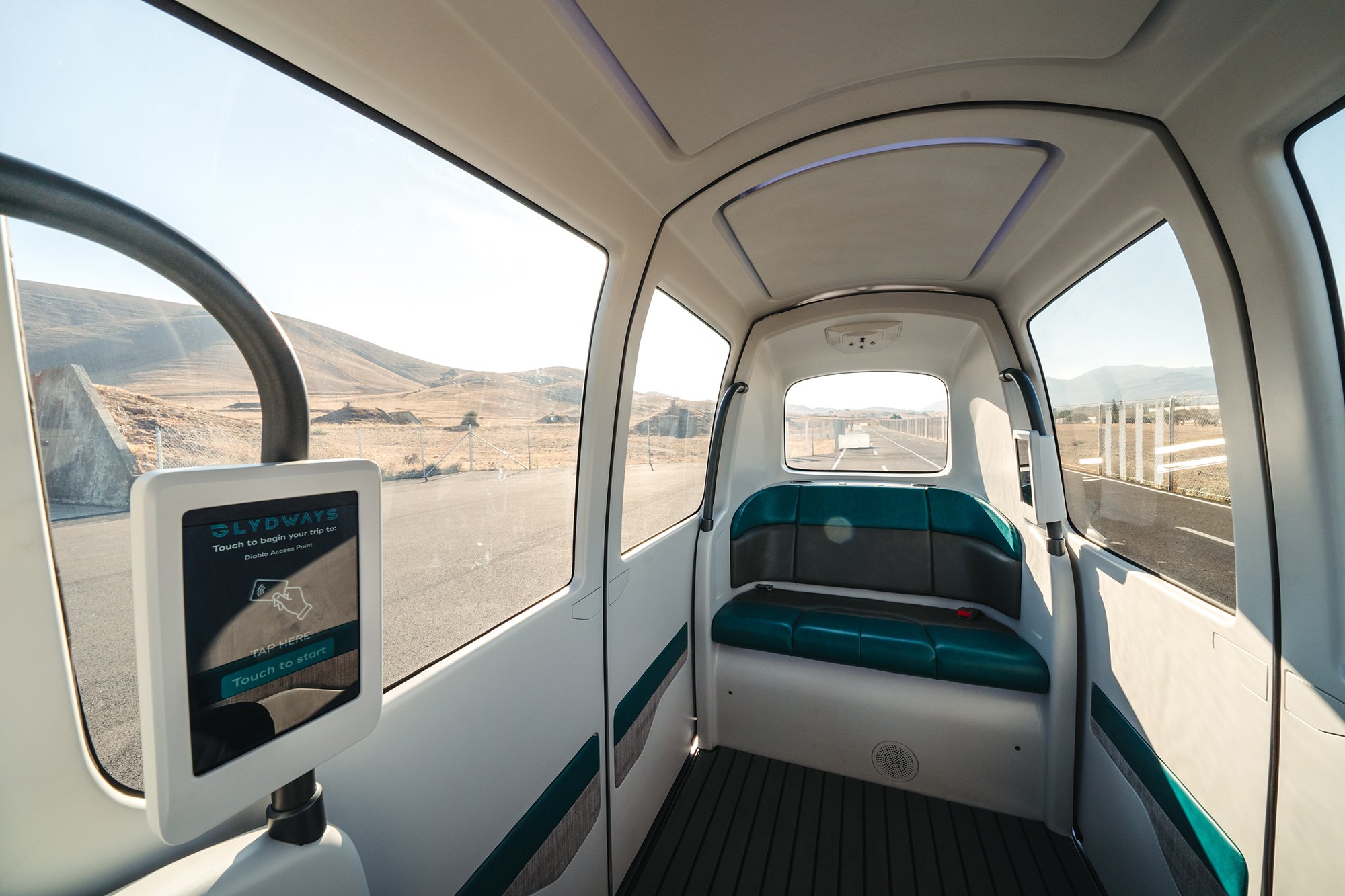The interior design of Glydways autonomous vehicles
