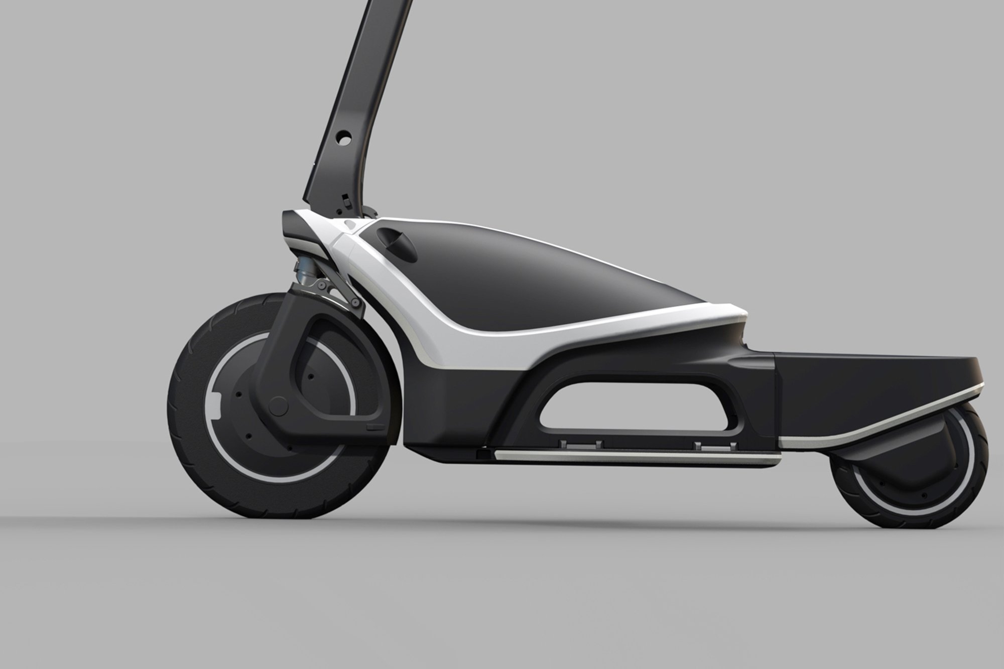 The large front wheel of the electric scooter Hilo One for more safety