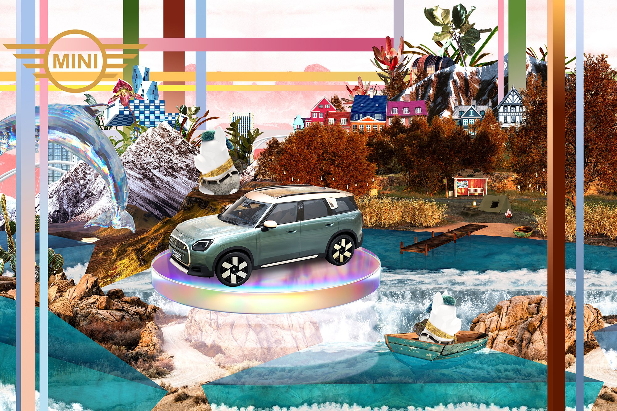 New MINI Countryman Electric in an art collages by Constantin Prozorov
