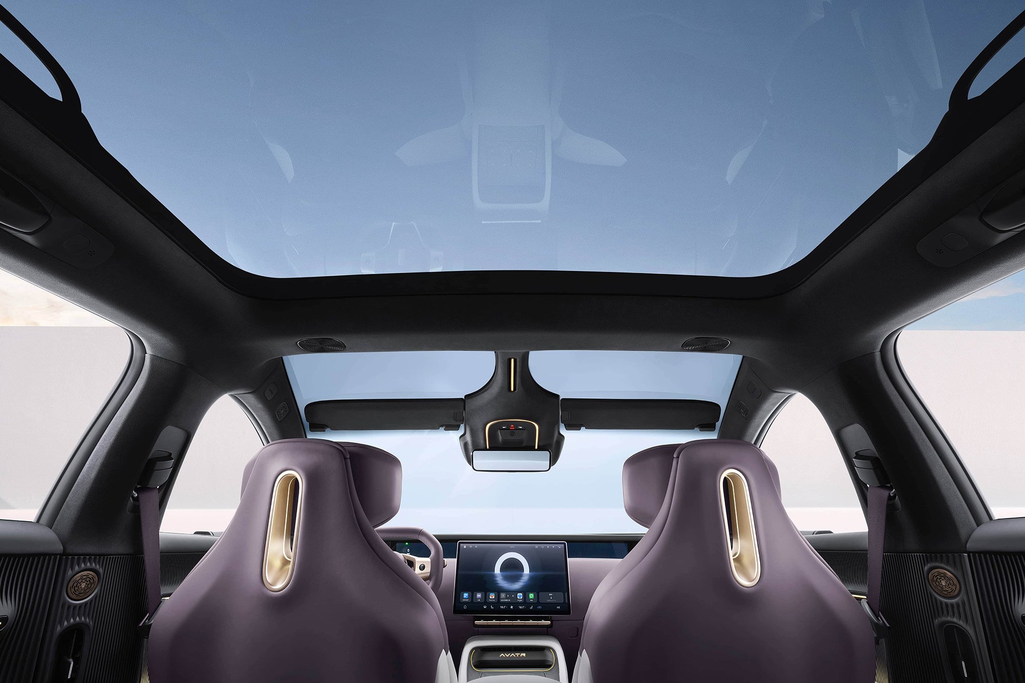 The minimalist interior design with  Intelligent Panoramic Sunroof of the AVATR 12