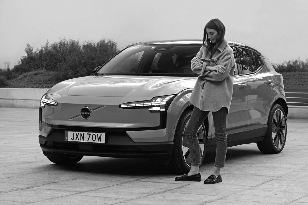 Britta Reineke, founder of ellectric and the sleek exterior design of the Volvo Ex30