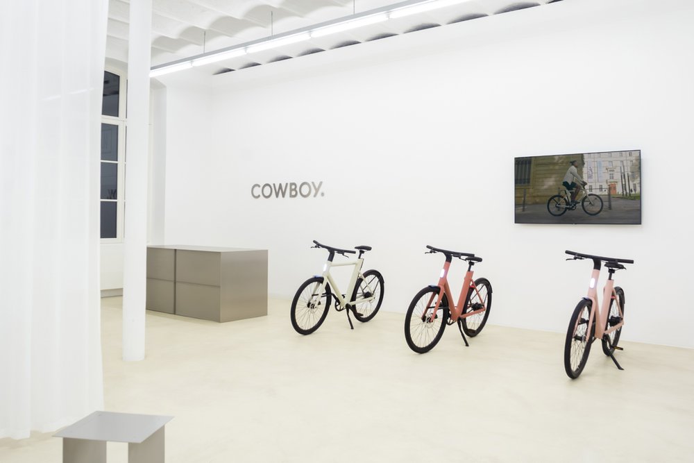The minimalistic interior design of Cowboy's new brand store in Brussels