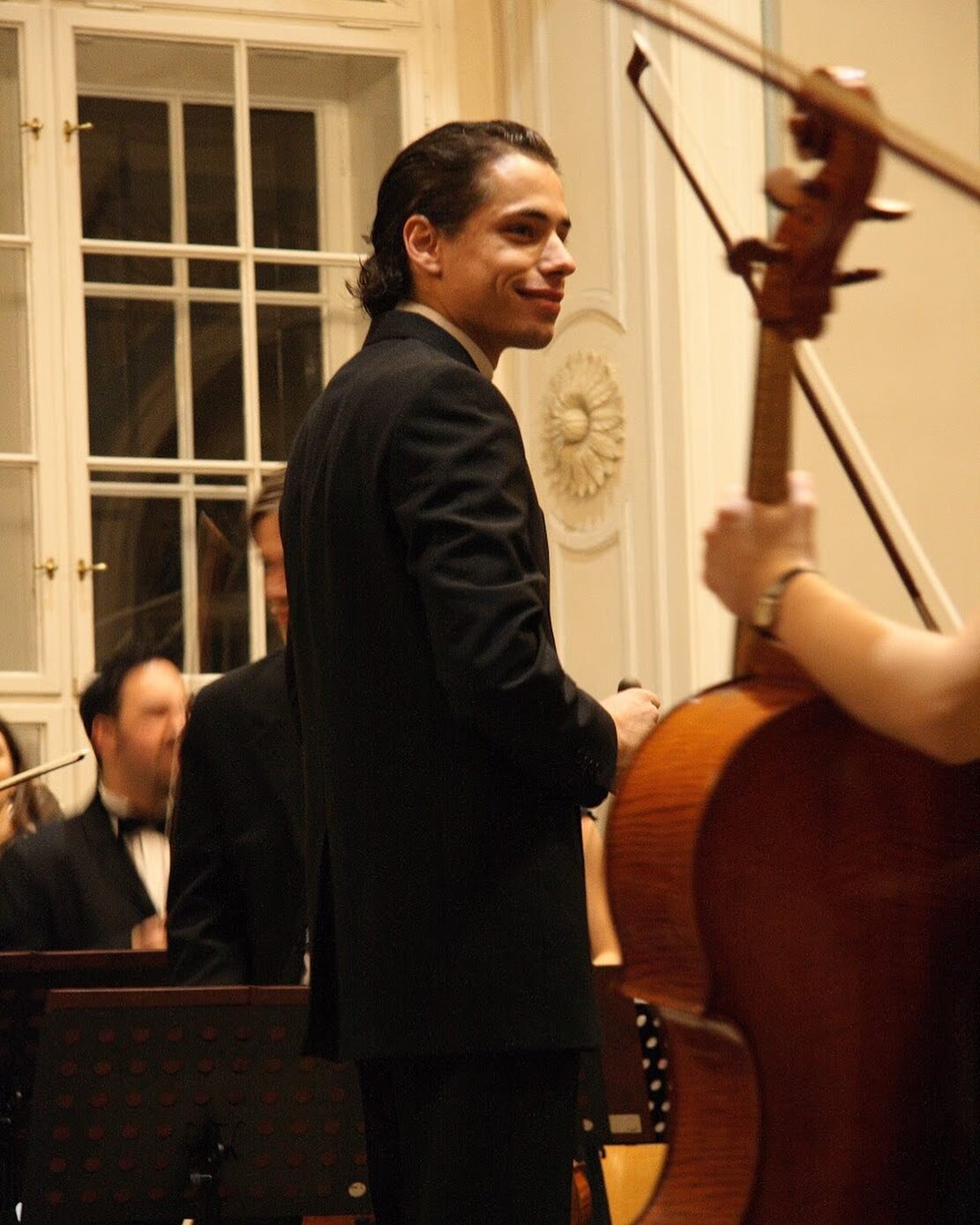 Just look at that hair... early 2007! My first concert in Prague!
There is a big advantage when you are conducting with long hair... or any hair at all. The sweat doesn&rsquo;t free fall into your eyes... and it burns! They are kind of necessary when