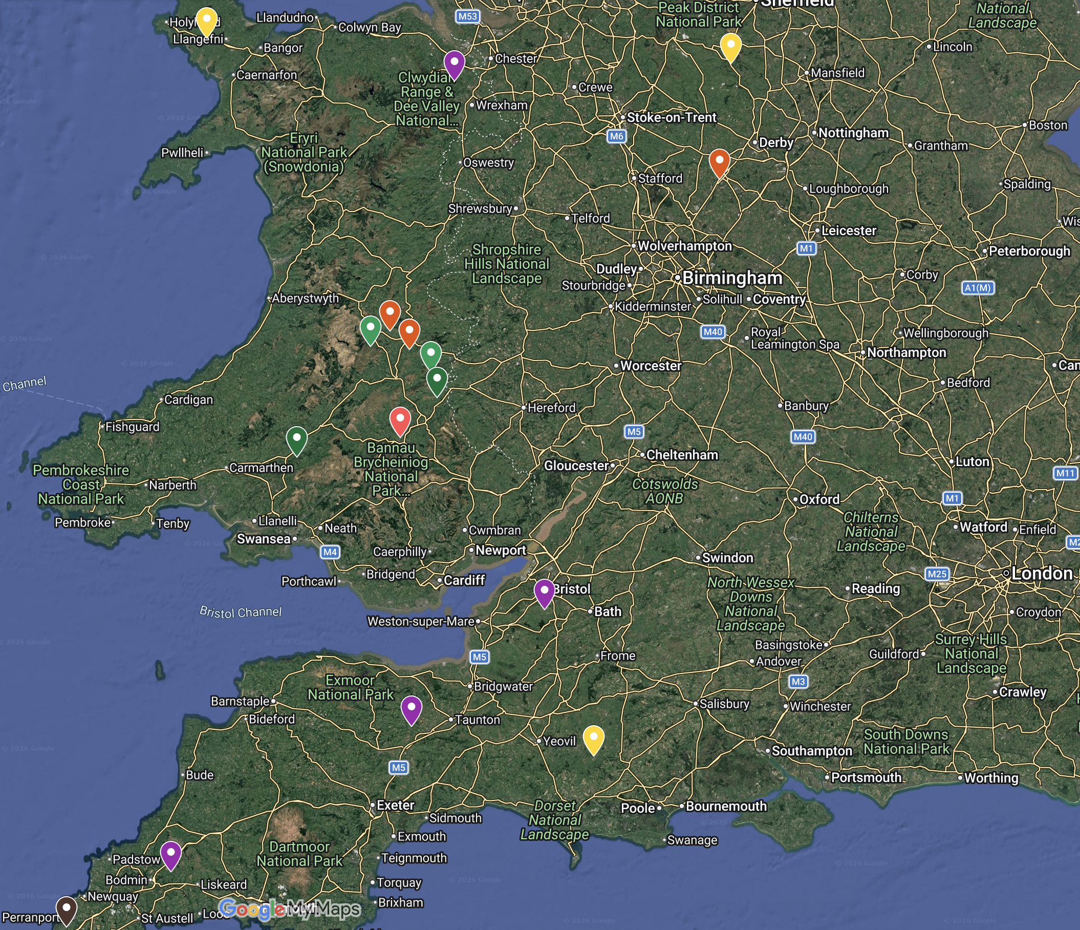 Google map locations of all current 9Trees planting locations