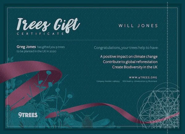 9Trees Gift Certificate 2020