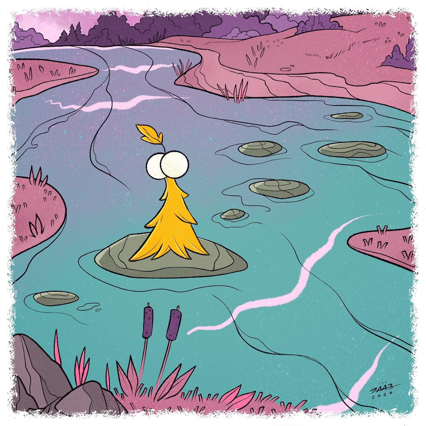 Sometimes your path is only found by leaping from stone to stone. Rocks in a river. Water rushing on every side. Take courage, have faith, and remember to be patient with yourself.  #iempathizewithmartin #lukedaab #webcomic #webcomics #onlinecomics #
