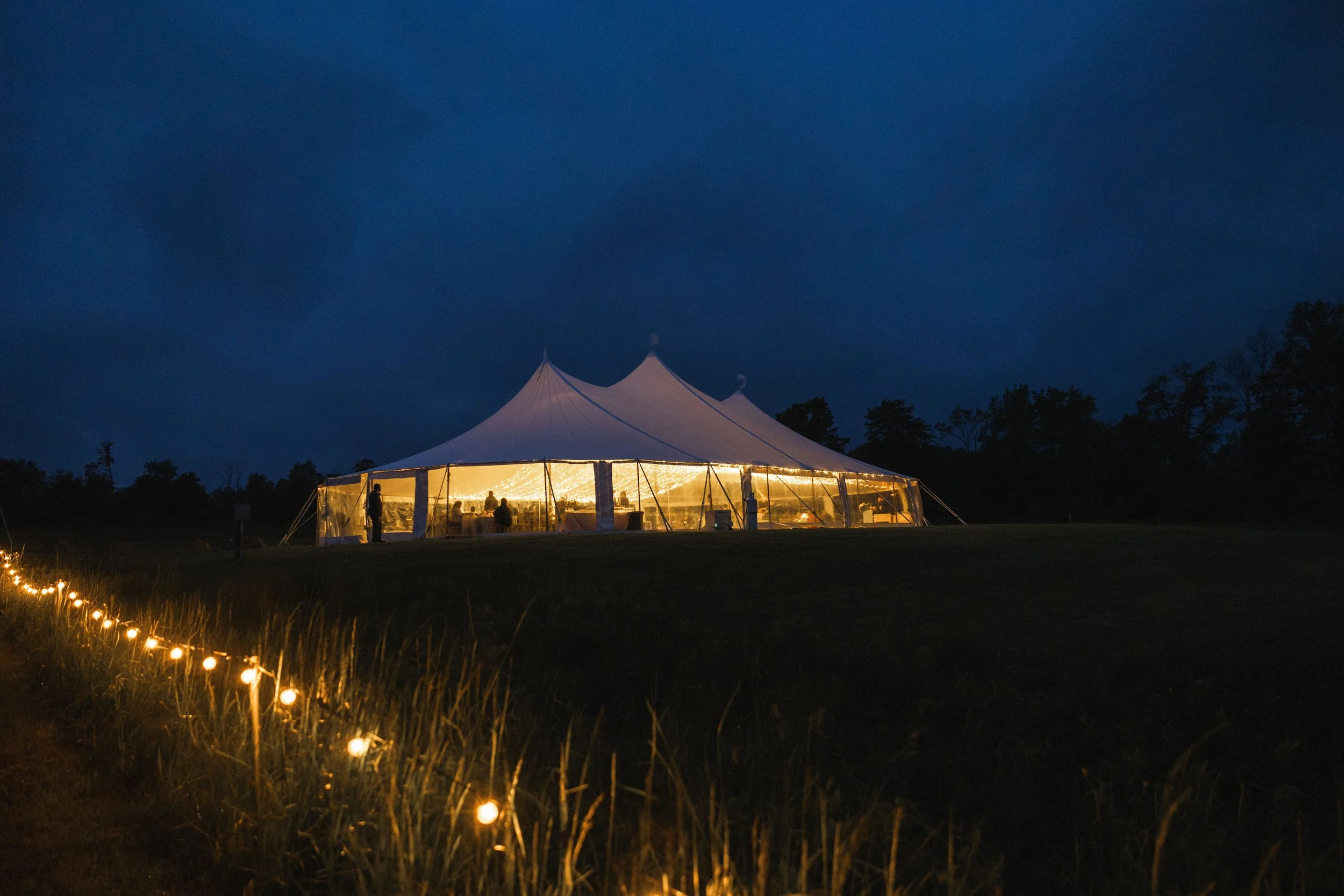 Nighttime Tented Reception | Kenoza Hall Catskills Wedding