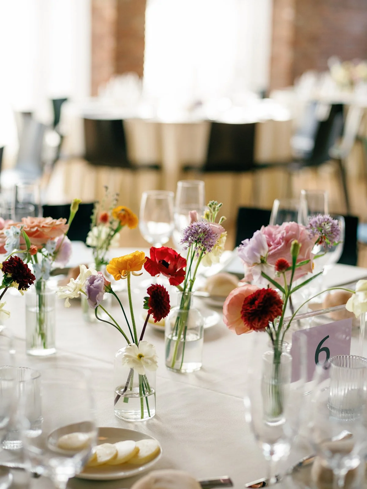 Guest Table Floral Details | The Roundhouse Beacon Wedding