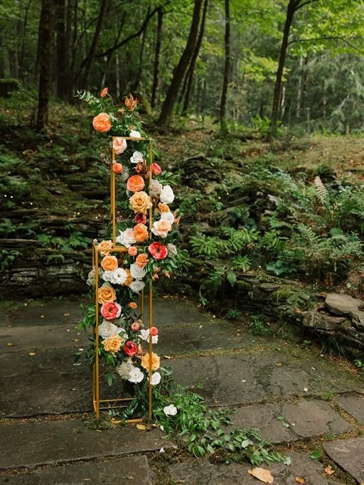 Ceremony Backdrop Floral Detail | Spillian Catskills Wedding