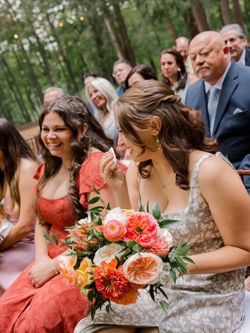Bridesmaid Holding Bridal Bouquet During Vows | Spillian Wedding