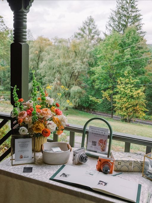Spillian Wedding Welcome Table Floral Design | Catskills