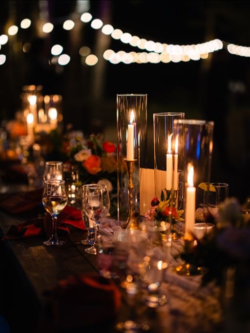 Nighttime Wedding Centerpiece at Spillian | Catskills