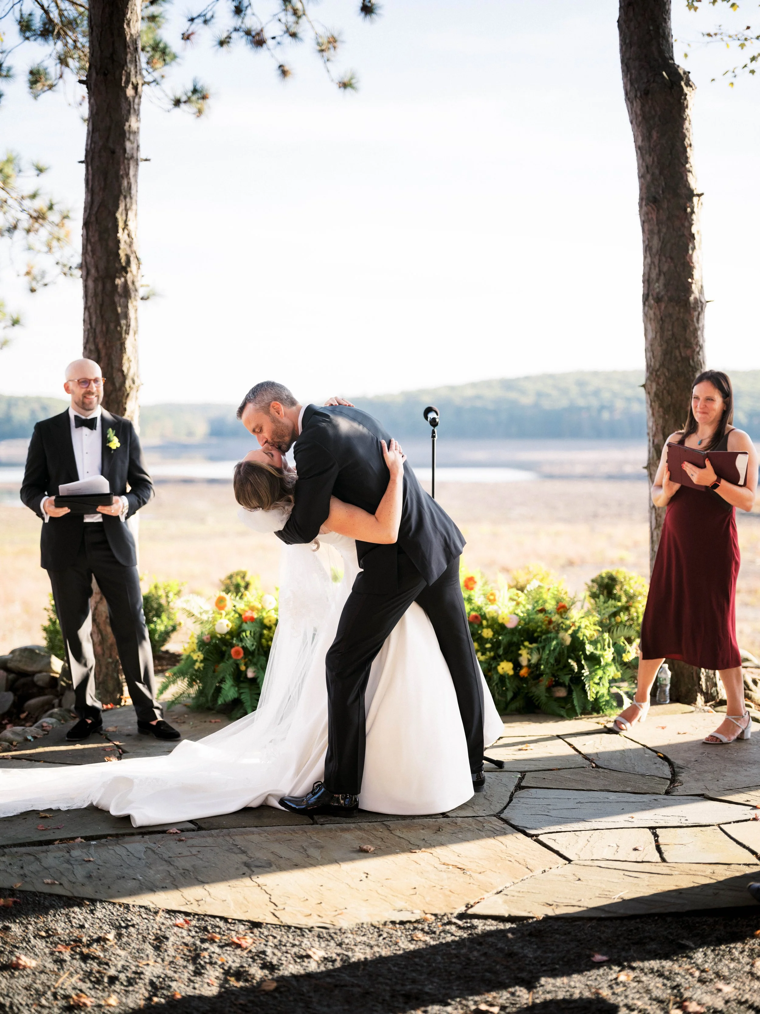 First Kiss at The Chatwal Lodge Wedding | Catskills Ceremony