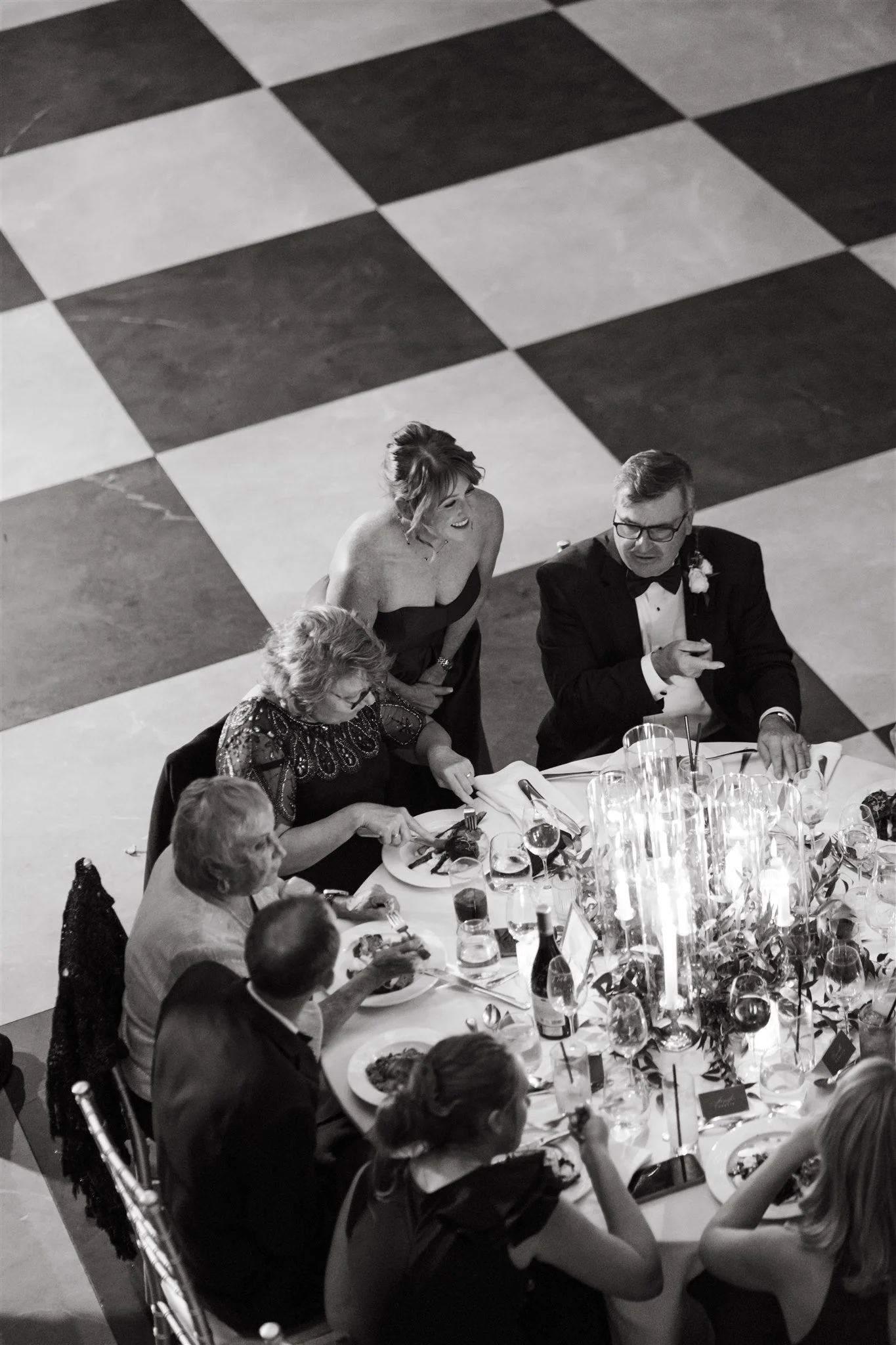 Black and White Felina Wedding Reception Guests