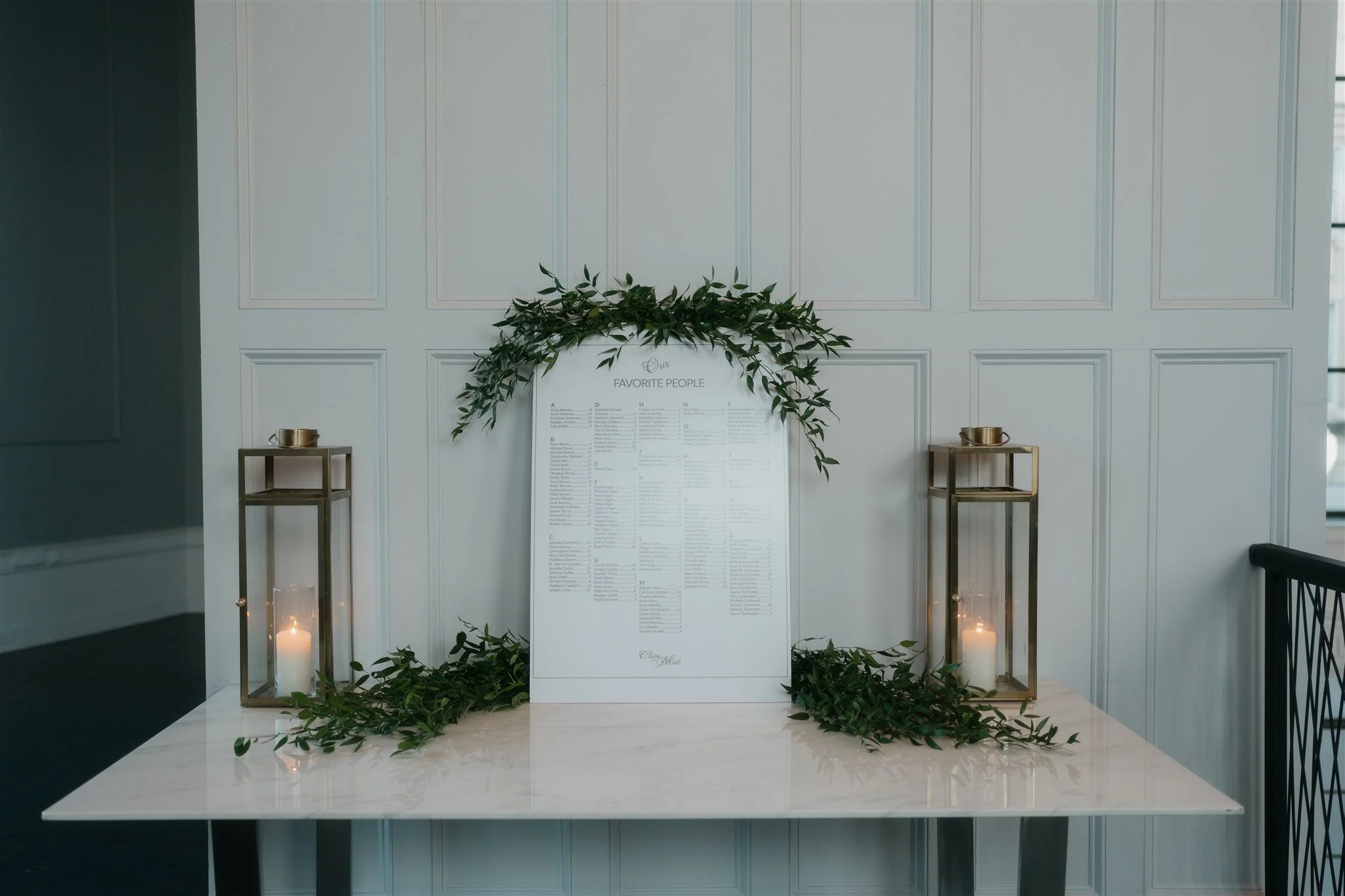 Wedding Seating Chart Greenery Detail Felina