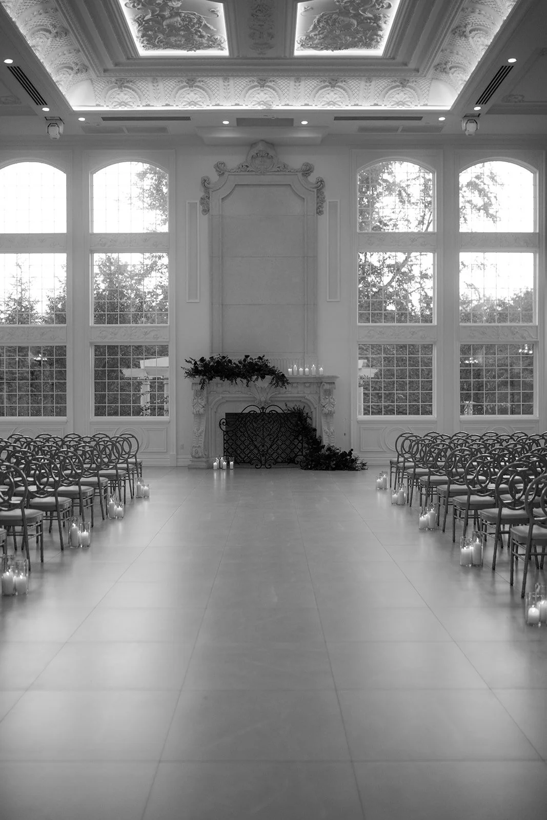 Black and White Wedding Ceremony Florals | Florentine Gardens