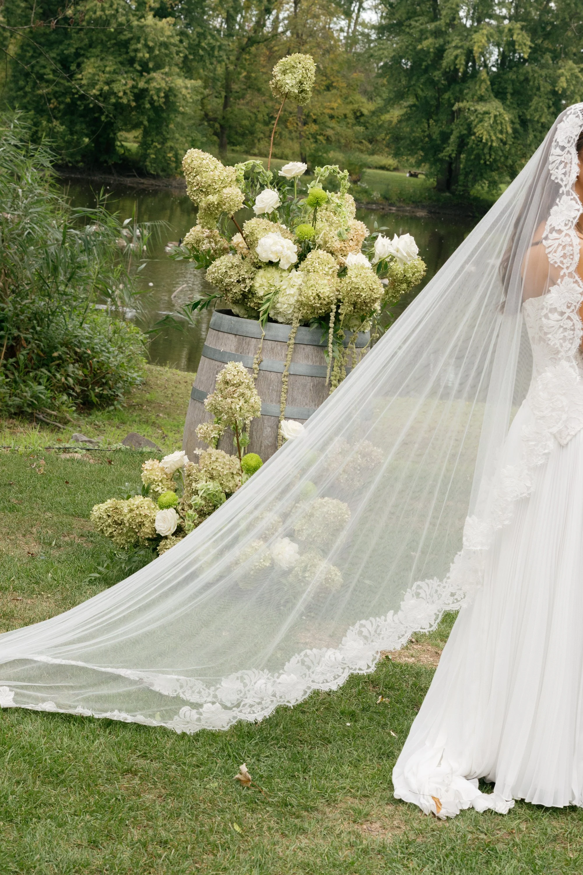 Ceremony Backdrop Through Bridal Veil | City Winery Wedding